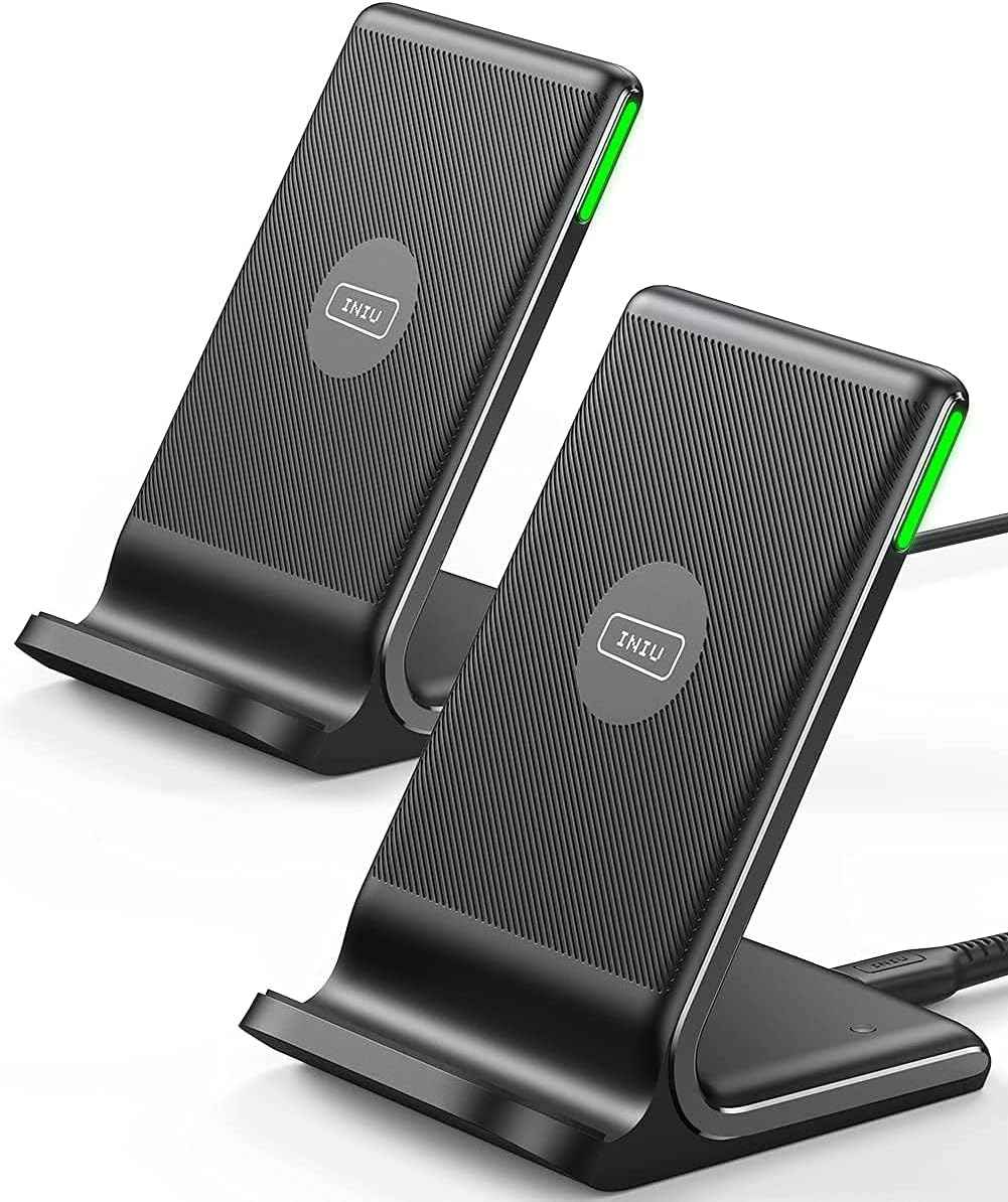 INIU Wireless Charger, 15W Fast Qi Certified Wireless Charging Station with Sleep-Friendly Adaptive Light Compatible with iPhone 17 16 15 14 13 12 Pro Max Samsung Galaxy S25 S24 S23 Note 20 Google etc