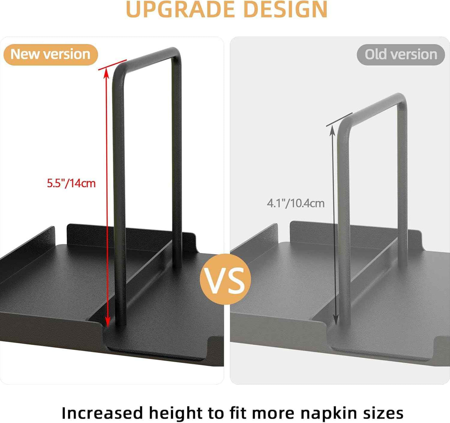 Napkin Holder for Table, Metal Napkin Holder with Salt and Pepper Shakers Caddy, Standing Paper Napkin Storage for Kitchen Dining Table Decor, Black