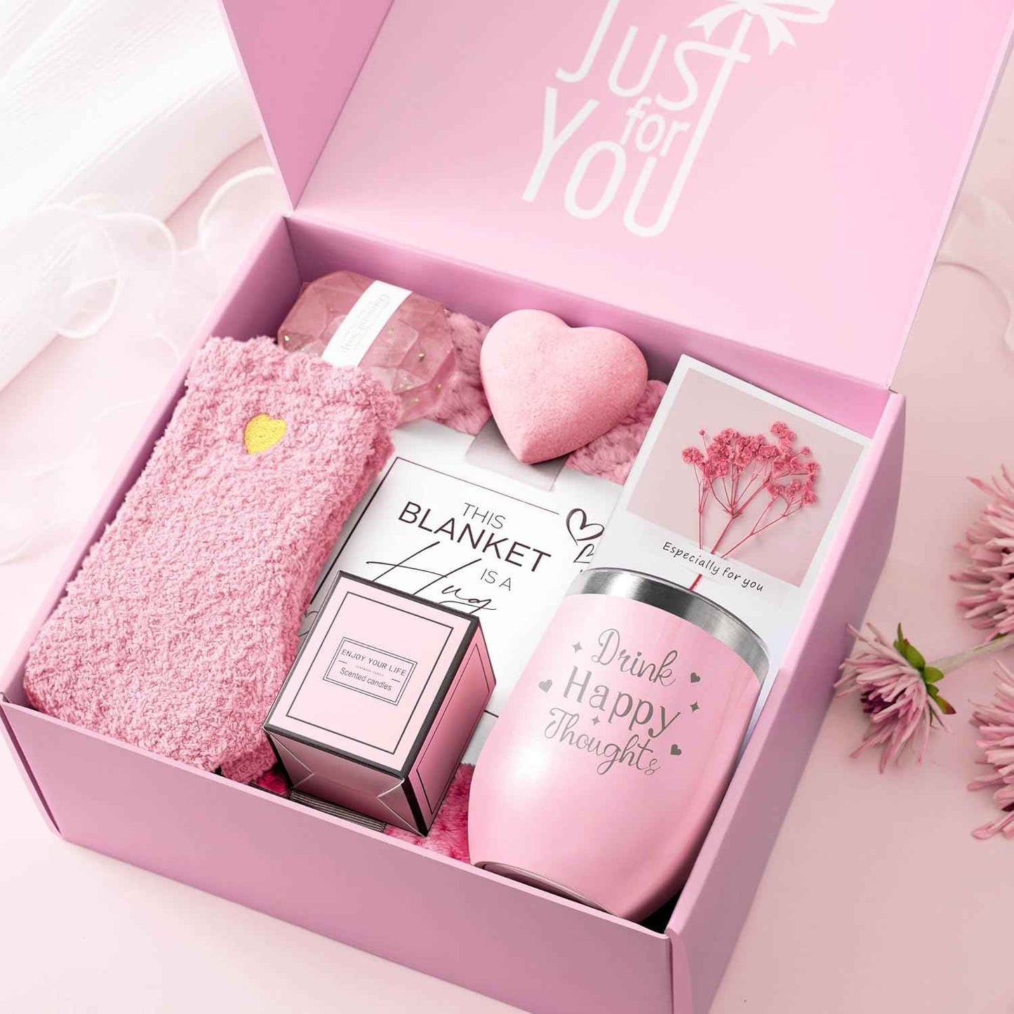 for Women, Self Care Get Well Soon Gifts, Luxury Rose Spa Bath Gift Basket - Unique Birthday Valentines Day for Mom Grandma Daughter Her Wife Girlfriend