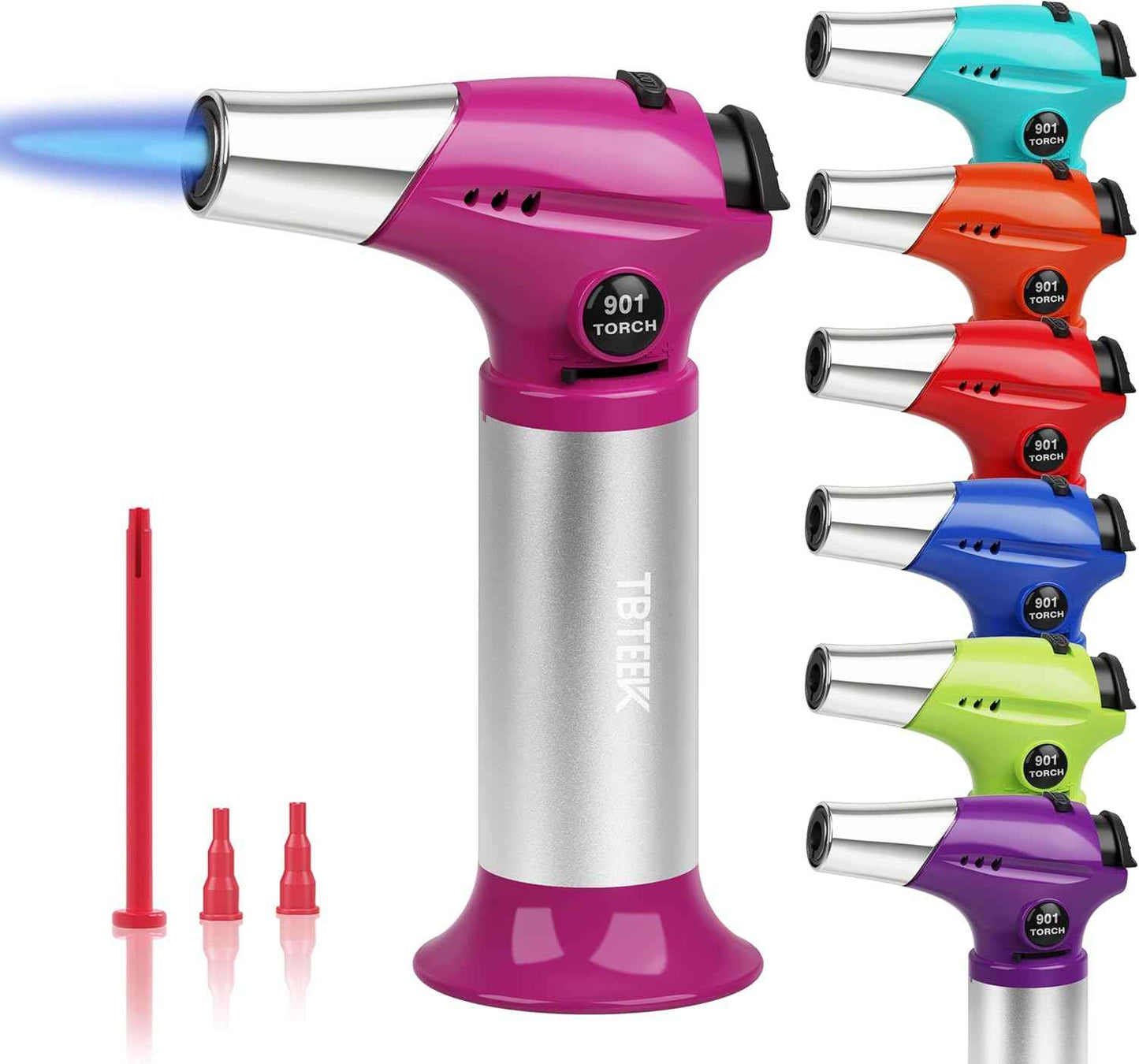 TBTEEK Butane Torch, Kitchen Torch Cooking Torch with Safety Lock & Adjustable Flame for Cooking, BBQ, Baking, Brulee, Creme, DIY Soldering(Butane Not Included)