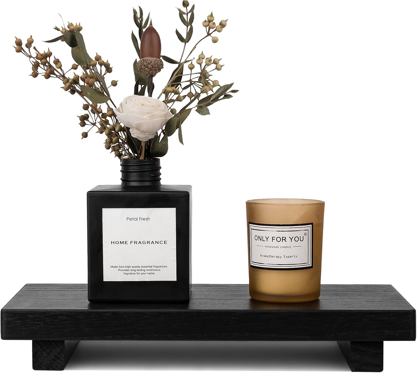 Small Wood Tray Pedestal Stand Farmhouse Bathroom Decor Decorative Wooden Riser Kitchen Soap Dish Holder for Vanity, Counter, Sink, Brown - Rayz Mart