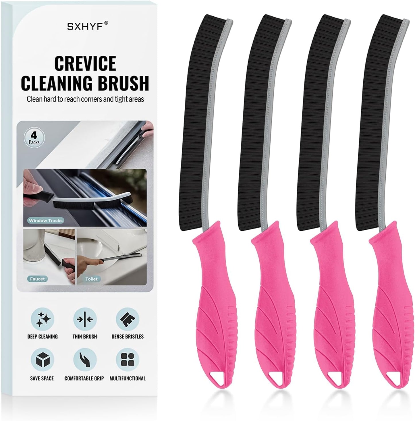 SXhyf Crevice Cleaning Brush – Hard Bristle Grout Scrub Brush for Bathroom, Kitchen & Household Cleaning