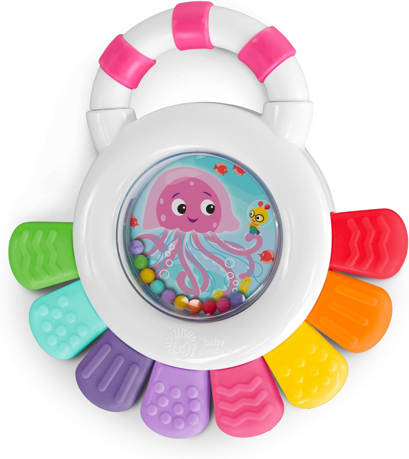 Baby Einstein Outstanding Opus The Octopus Sensory Rattle & Teether Multi-Use Toy, BPA Free & Chillable, 3 Months & up, Multicolored
