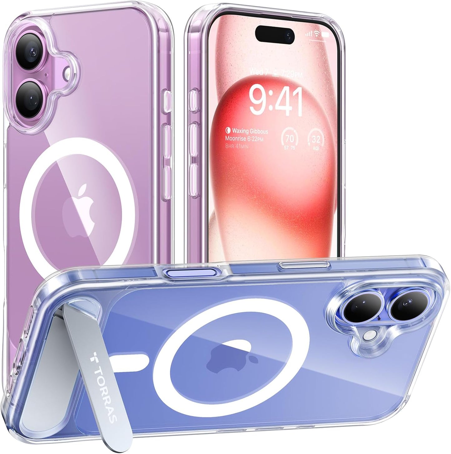 TORRAS Strong Magnetic & Seamless Stand for iPhone 17 Pro Max Case, Fit for MagSafe, Military Grade Drop Protection, Adjustable Kickstand Slim for iPhone 17 Pro Max Case Translucent Matte Deep Blue - Rayz Mart