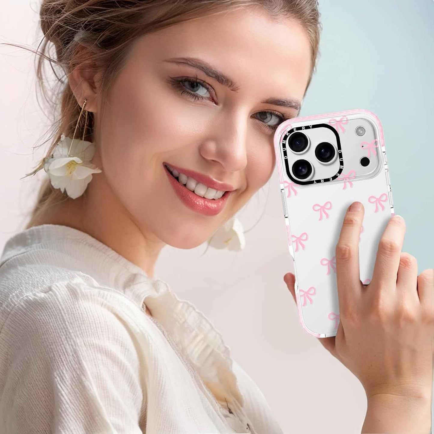 Girly Phone Case Compatible with iPhone 17 Pro Max, Cute Bow Aesthetic Pattern Print Cases, Soft TPU Anti Yellowing, Anti Shock Cover for Girls Women Pink