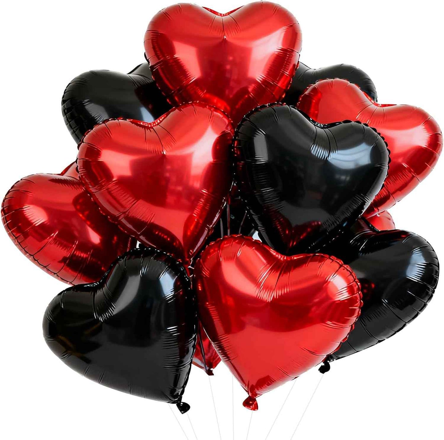 TONIFUL 30Pcs 18 Inch Red Heart Balloons Valentine’s Day Heart Shape Foil Mylar Balloons Decoration for Romantic Valentine's Day Wedding Bridal Shower Anniversary Engagement Party Supplies