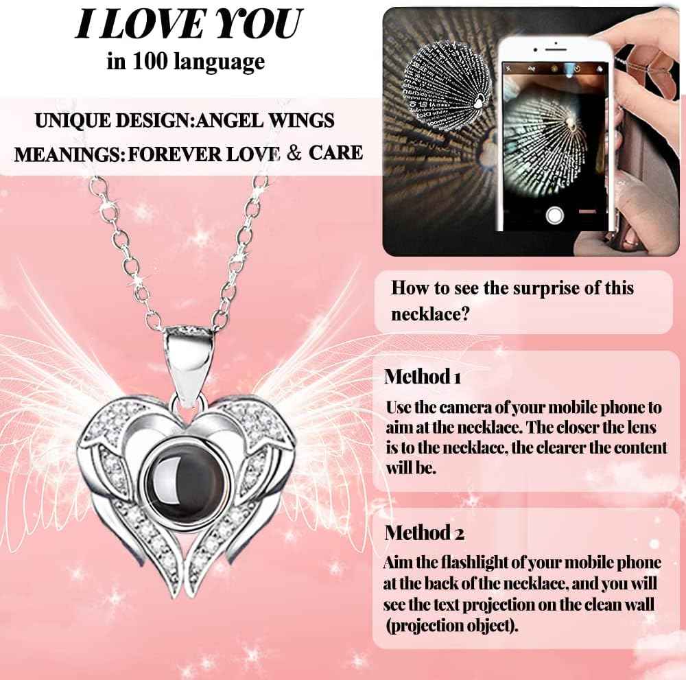 Preserved Real Rose with I love you Necklace 100 Languages, Gifts for Girlfriend, Women, Mom, Wife, Gifts Idea on Christmas, Valentine's Day, Mother's Day, Birthday, Anniversary, Thanksgiving