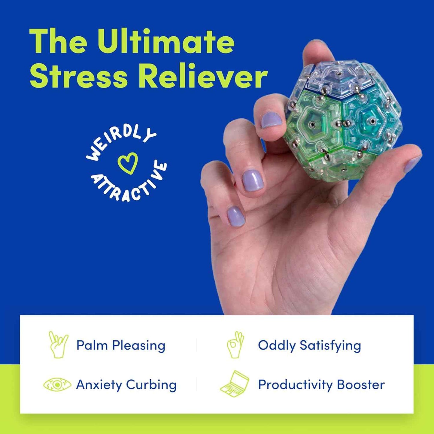 Speks Geode Magnetic Fidget Toy | Sensory Desk Toy for Adults & Teens 14+ | Stress Relief Gift | Sphere, Cool