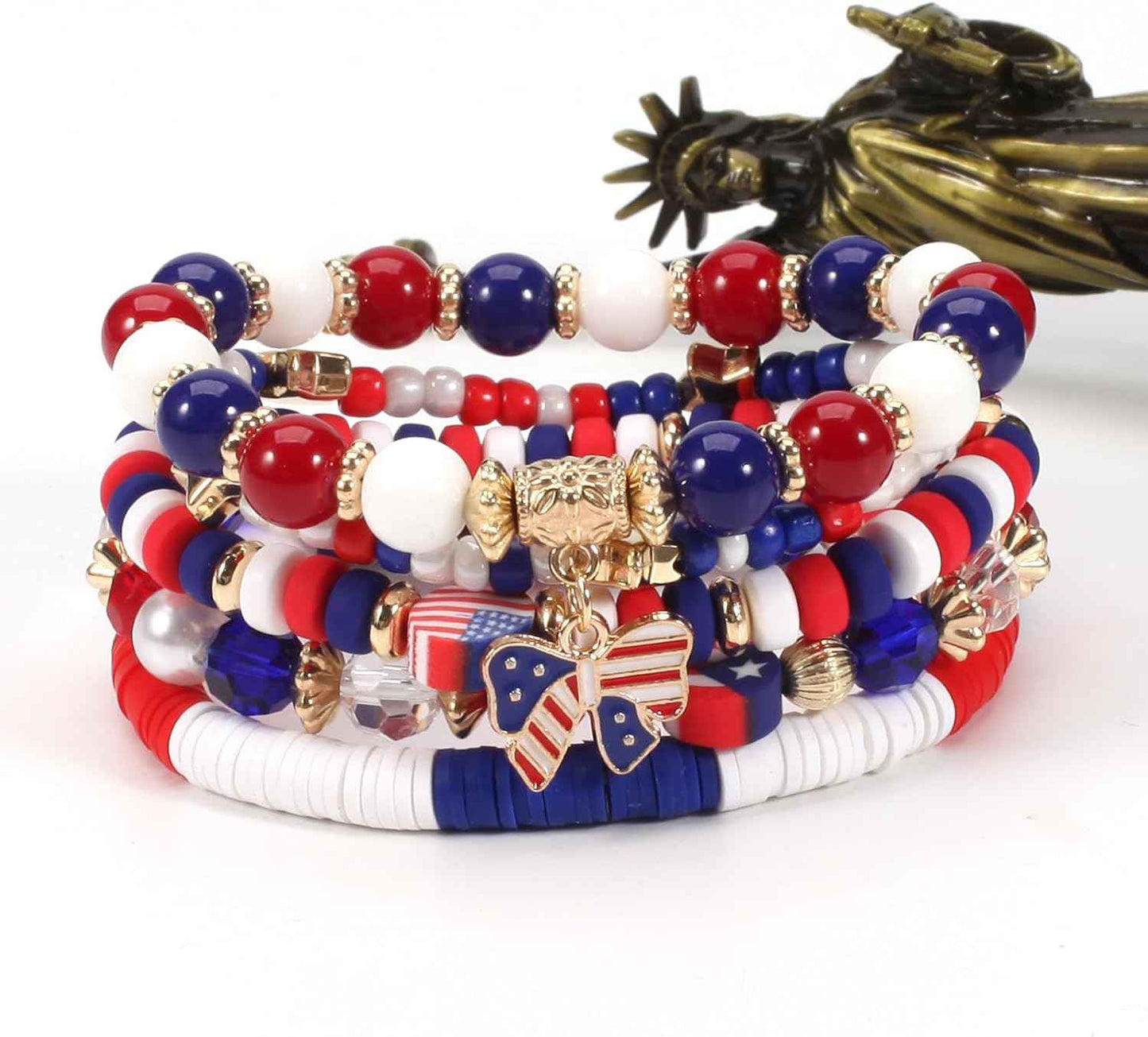 Twinfree Bohemian Bracelets for Women Stretch Multilayer Colorful Beads Bracelet with Charm Jewelry