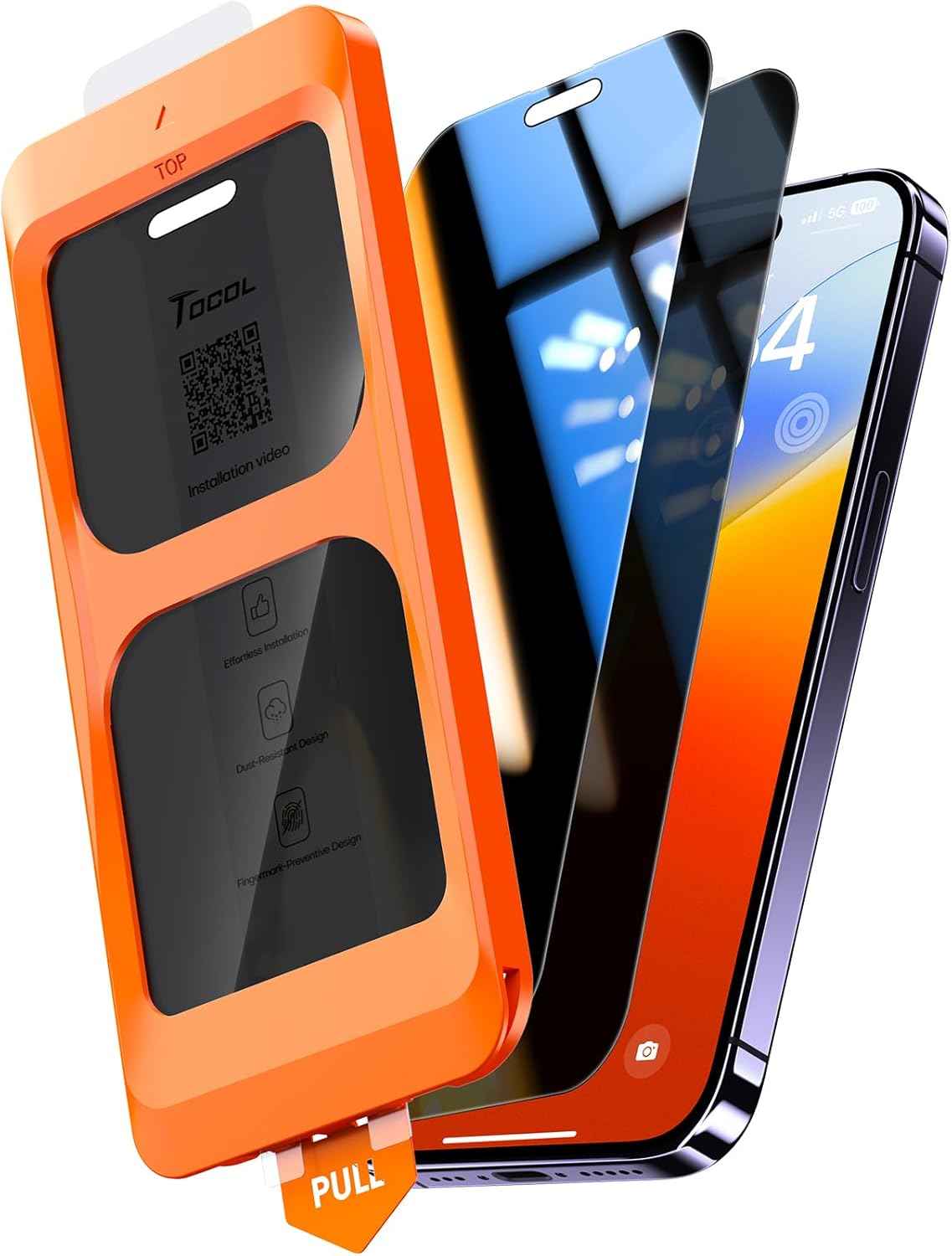 TOCOL for iPhone 17 Screen Protector 6.3 inch 9H Hardness Military Grade Shatterproof HD Tempered Glass for Full Coverage Protection 2 Pack