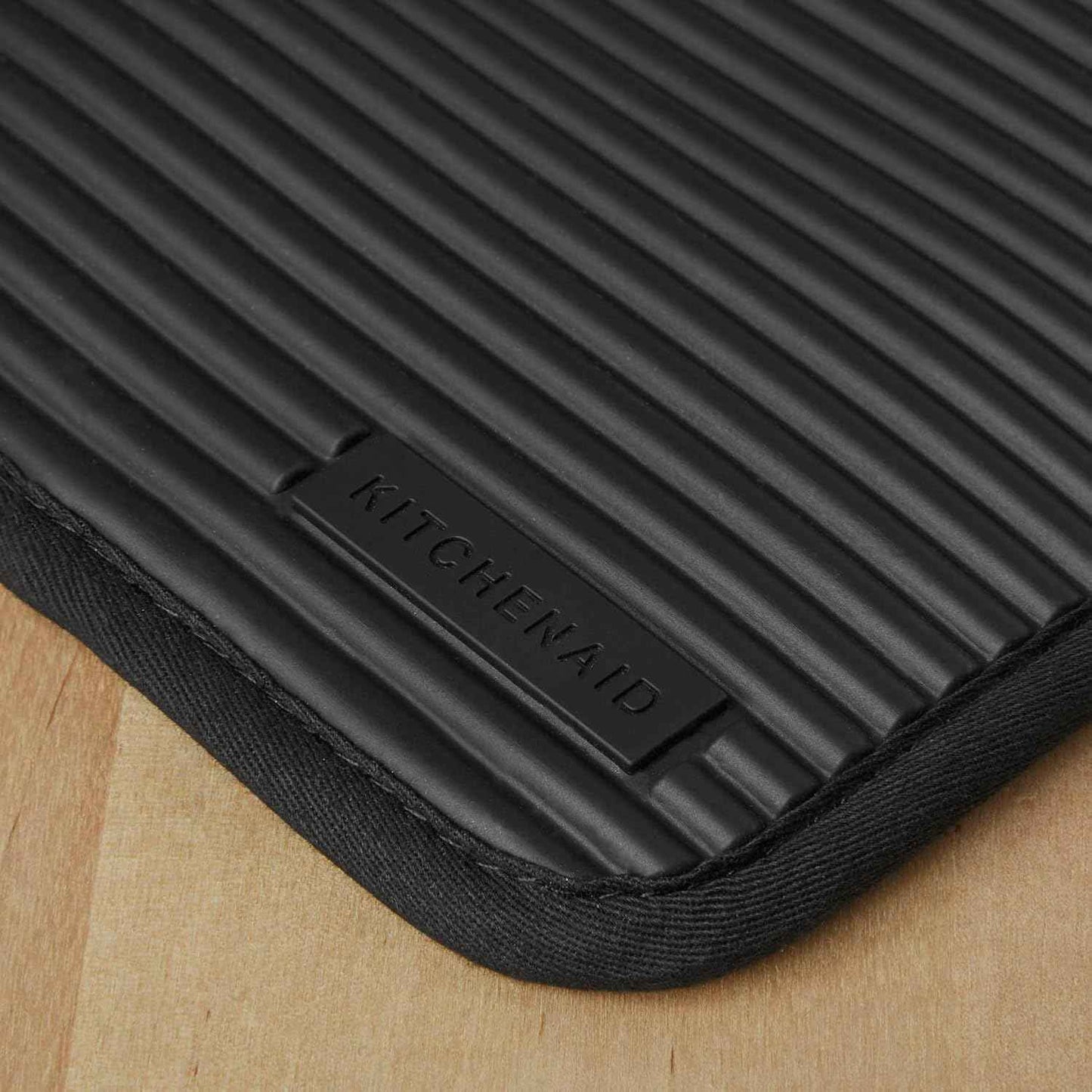 KitchenAid ribbed soft silicone pot holders 2-pack set heat resistant to 500f, matte black 7x9 inches
