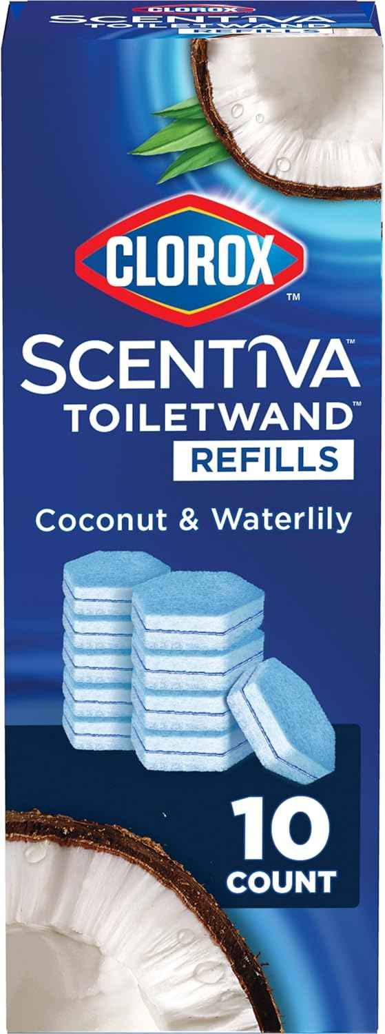 CLOROX Scentiva ToiletWand Toilet Cleaner Refills, Toilet brush, Lavender and Jasmine, 10 Count