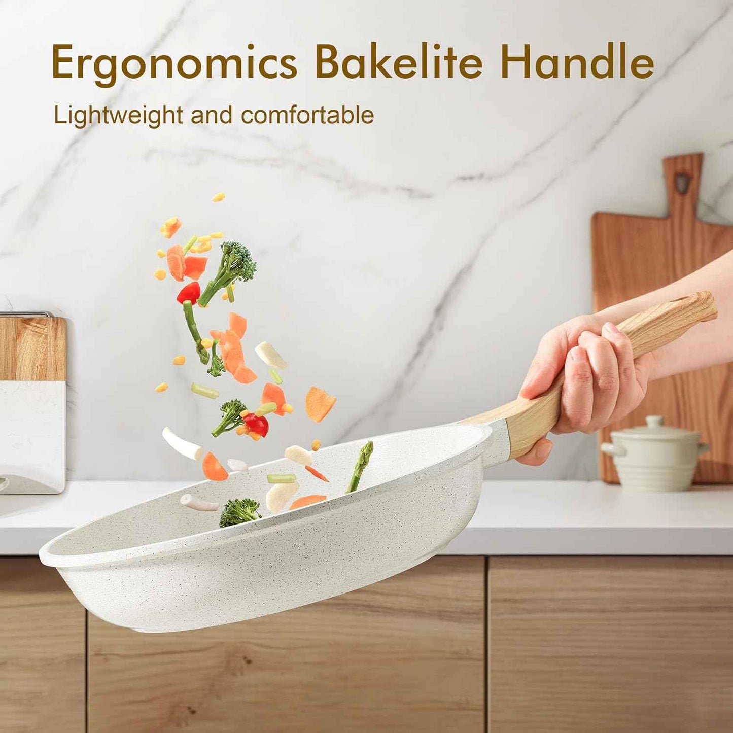 SENSARTE Nonstick Ceramic Frying Pan Skillet, 8-Inch Omelet Pan, Healthy Non Toxic Chef Pan, Induction Compatible Egg Pan with Heat Resistant Handle, PFAS-Free, White