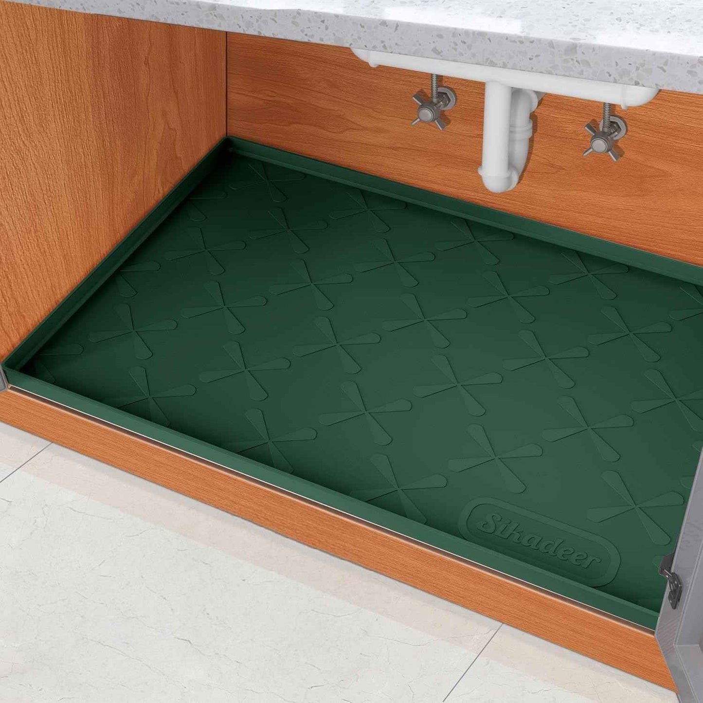 SIKADEER 34" x 22" Under Sink Mat Waterproof, Silicone Mat Kitchen Drawer Shelf and Cabinet Liner, Sink Protector for Kitchen Organizers and Storage, Boot Tray Pet Food Mats