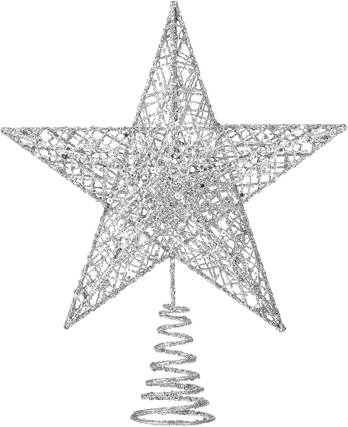 Christmas Tree Topper – Glitter Gold Hollow Star for Xmas Tree Decoration, Sparkling Treetop Ornament for Holiday Decor
