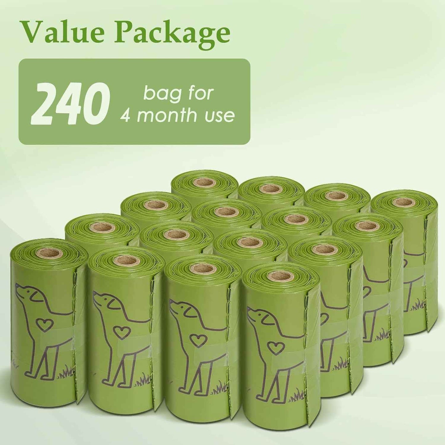 240 Count Lavender Scented 13” x 9” Dog Poop Bags Rolls, Leakproof Strong & Sturdy Waste Bags for Doggie Cat Pet