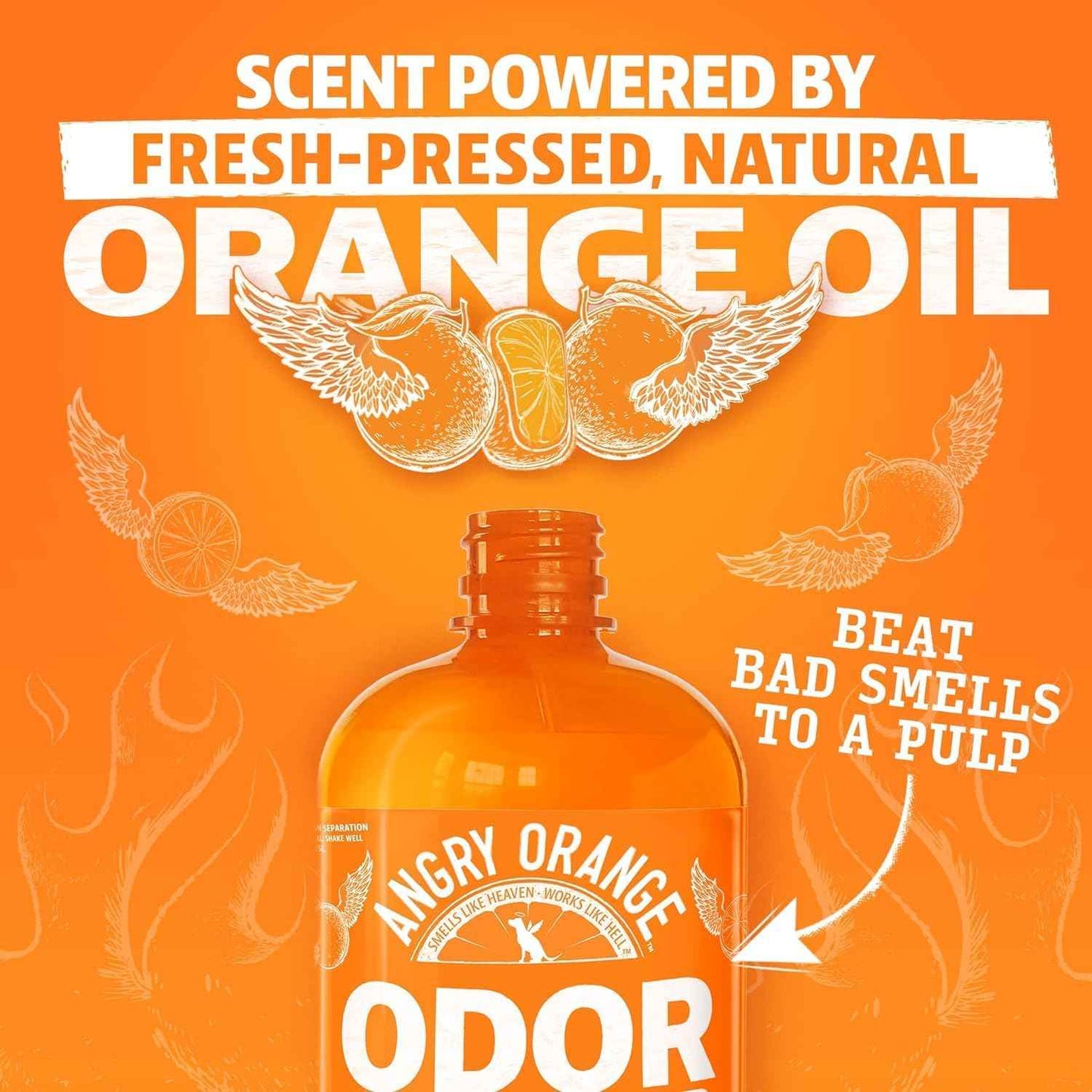 Angry Orange Pet Odor Eliminator with Natural Orange Oil – Powerful Odor Neutralizer for Cat & Dog Urine, Litter Box, Carpet, Furniture, Hard Floors - No Harsh Chemicals - Citrus Scent, 24 oz