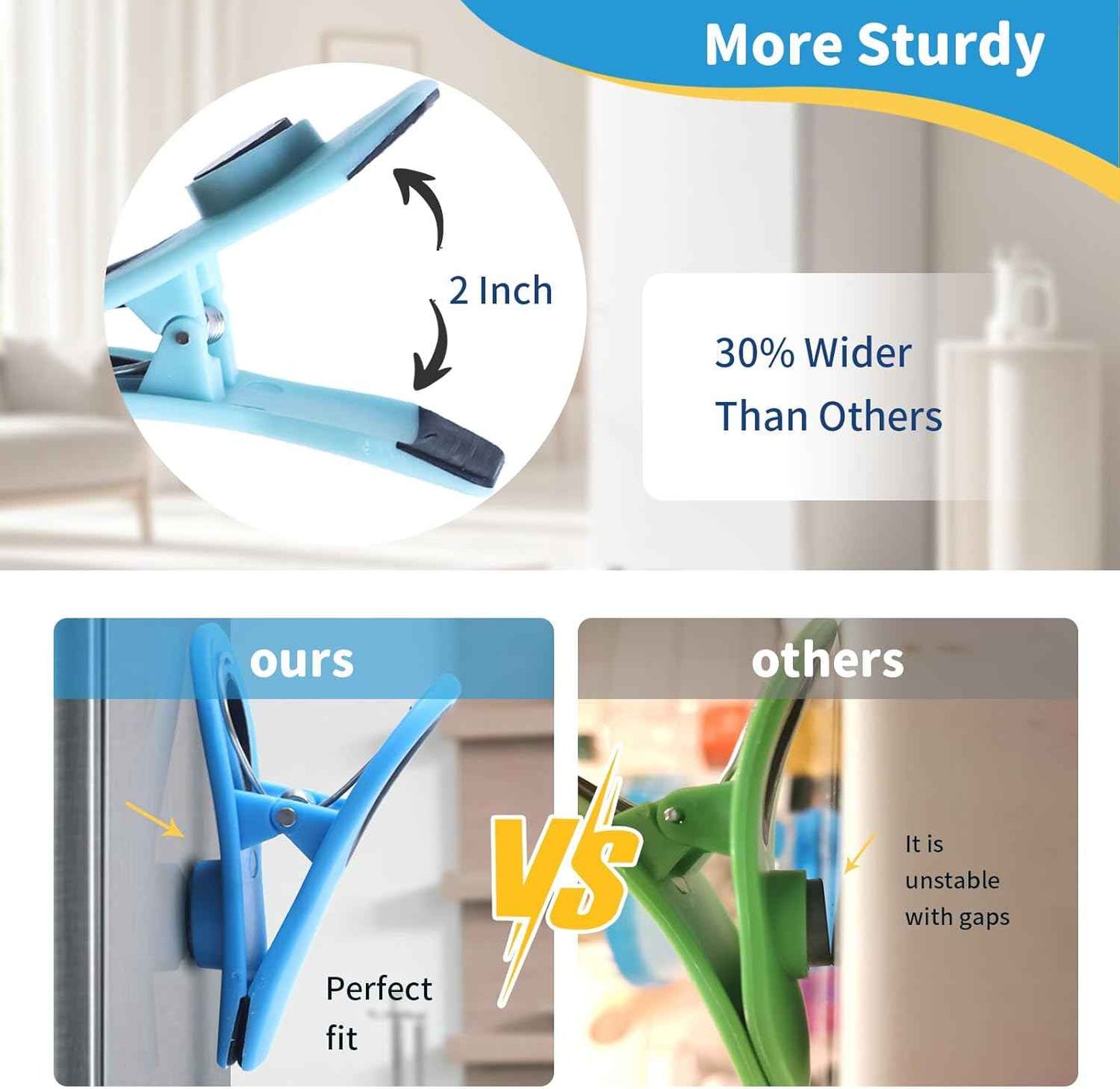 12 Pack Chip Clips, Magnetic Bag Clip with Airtight Seal for Chips, Bread, Snacks, Fridge Organizer Kitchen Storage Clips Multicolor