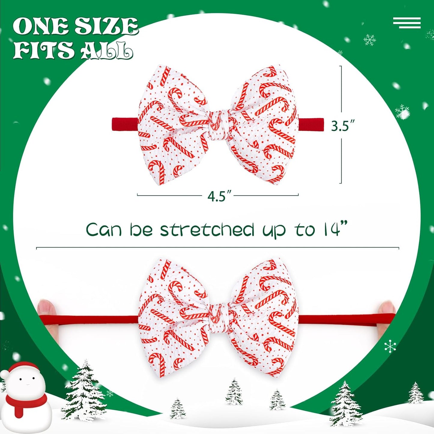 Christmas Baby Girl Bows Headbands Xmas Tree Headbands Candy Cane Hair Bow Elastic Nylon Hairbands Hair Accessories Newborn Infant Toddler
