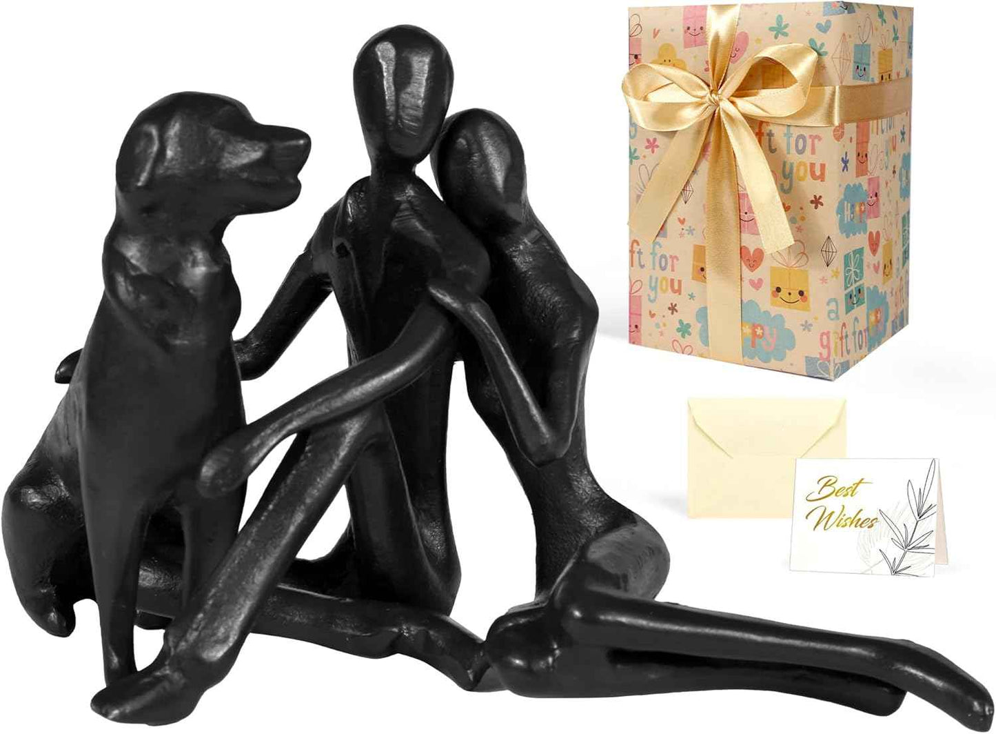 Anniversary Wedding Gifts for Couple/Her - Romantic Couple Statue in Love, Black Metal Figurine Sweet Loving Together Iron Sculpture Decor, Valentines Gifts for Wife Husband Birthday