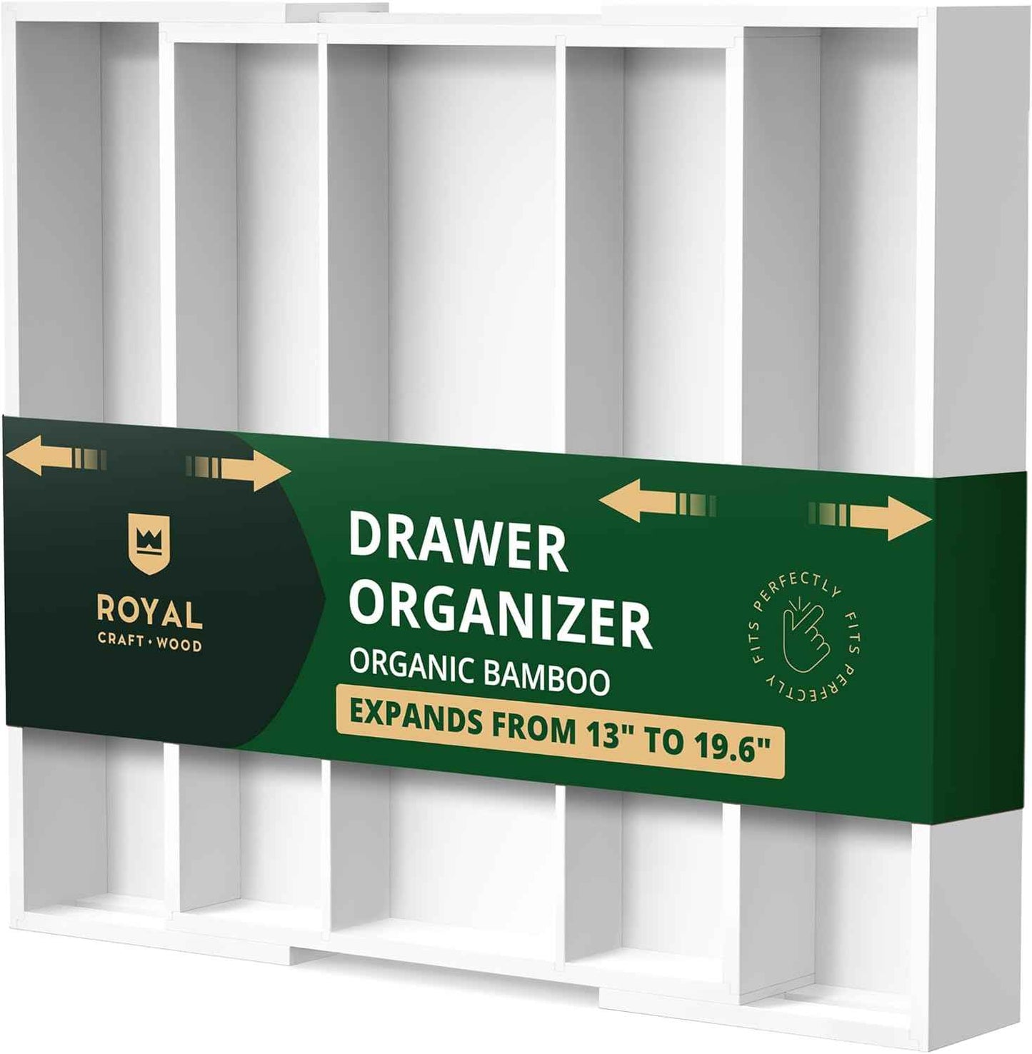ROYAL CRAFT WOOD Luxury Bamboo Kitchen Drawer Organizer - Silverware Organizer, Utensil Holder & Cutlery Tray Drawer Dividers for Flatware (9 Slot, Natural)
