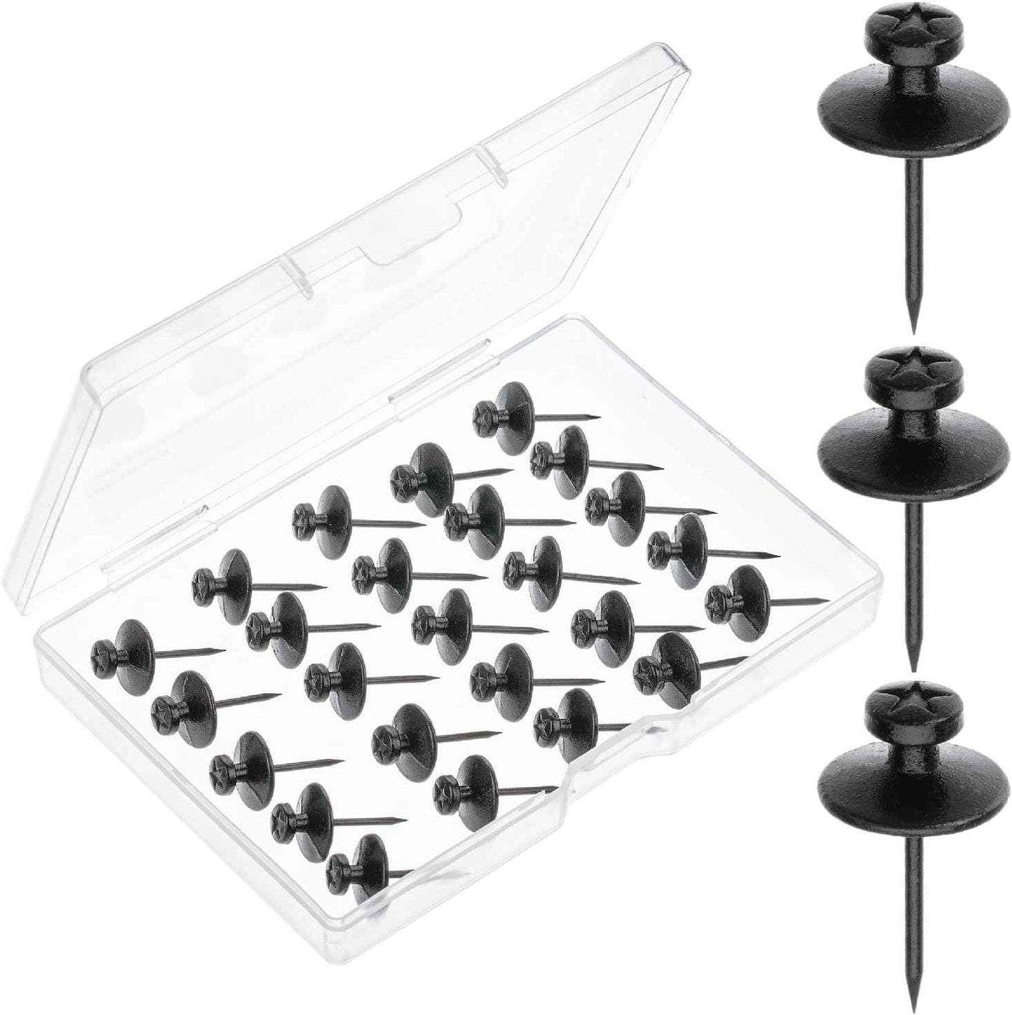 Mr. Pen- Double Headed Picture Hanging Nails, 50 Pack, Black, Push Pins for Wall