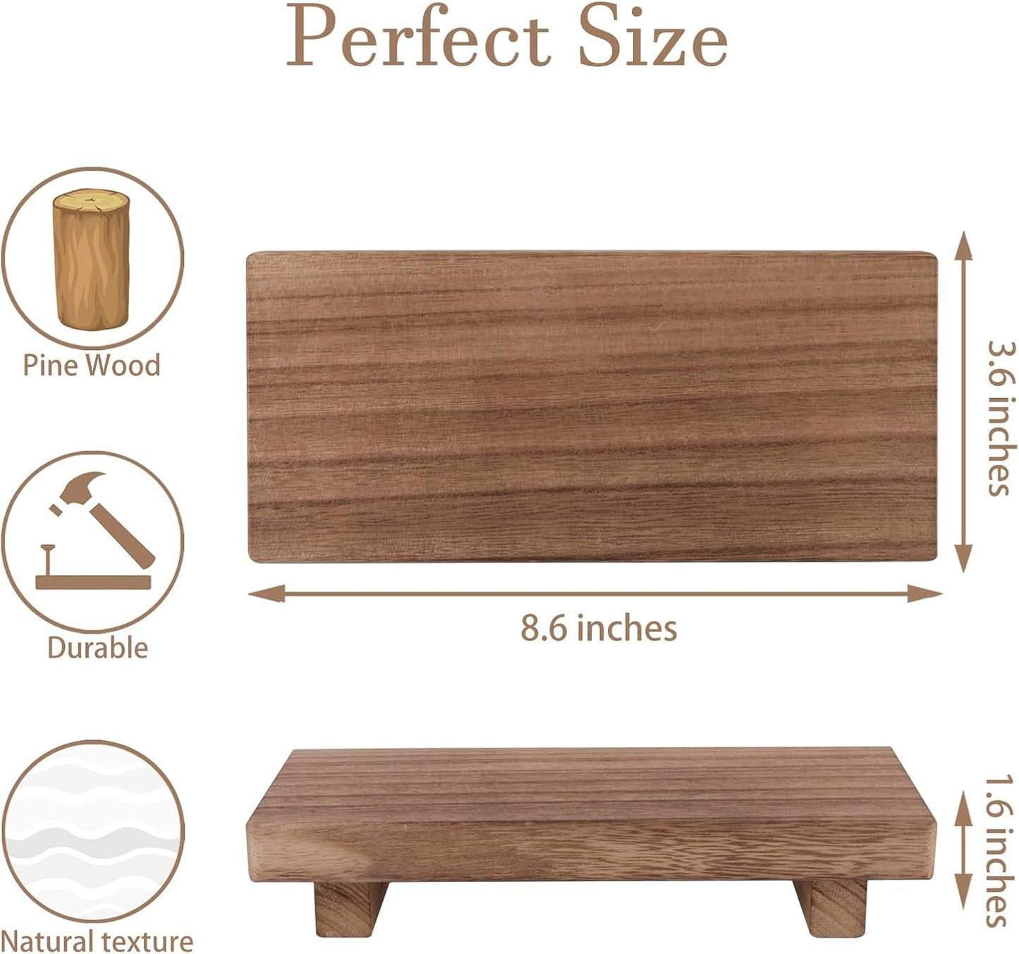 Small Wood Tray Pedestal Stand Farmhouse Bathroom Decor Decorative Wooden Riser Kitchen Soap Dish Holder for Vanity, Counter, Sink, Brown - Rayz Mart