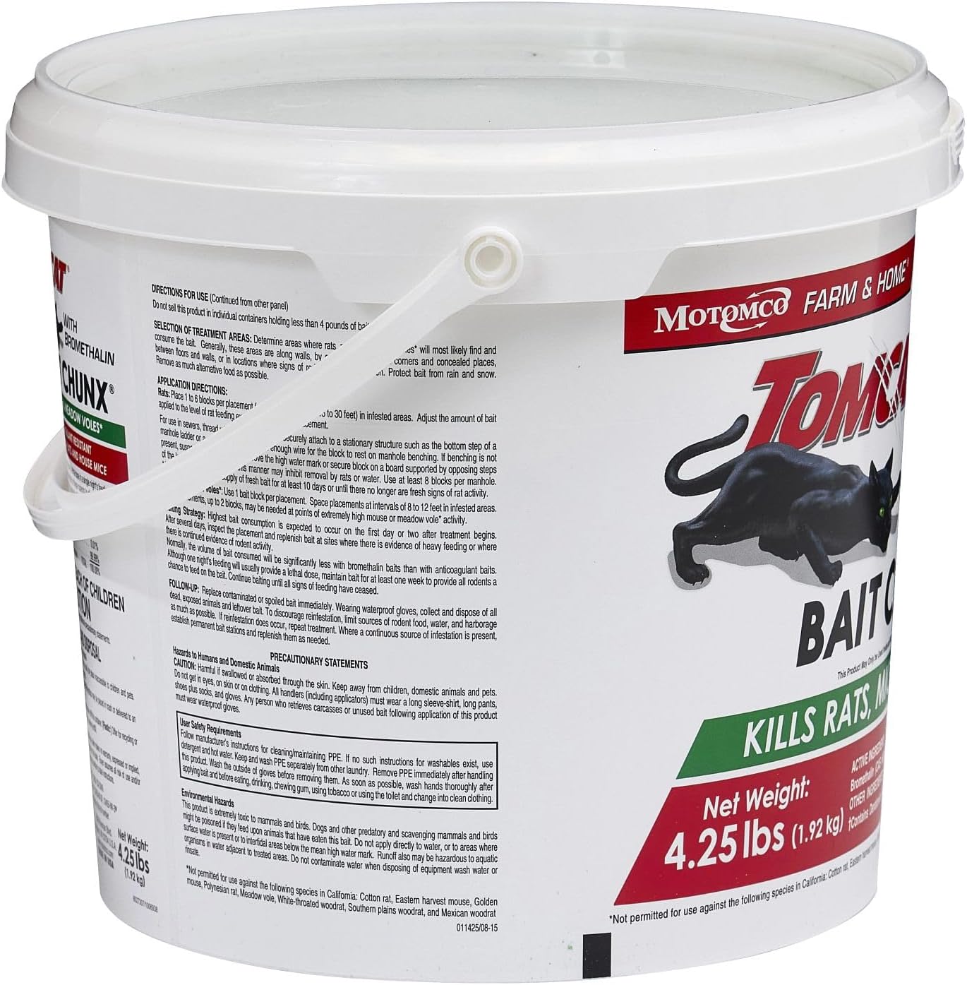 Tomcat with Bromethalin Bait Chunx Pail, Rat and Mice Control for Agricultural Use and Professional Applicators, 4.25 lbs.