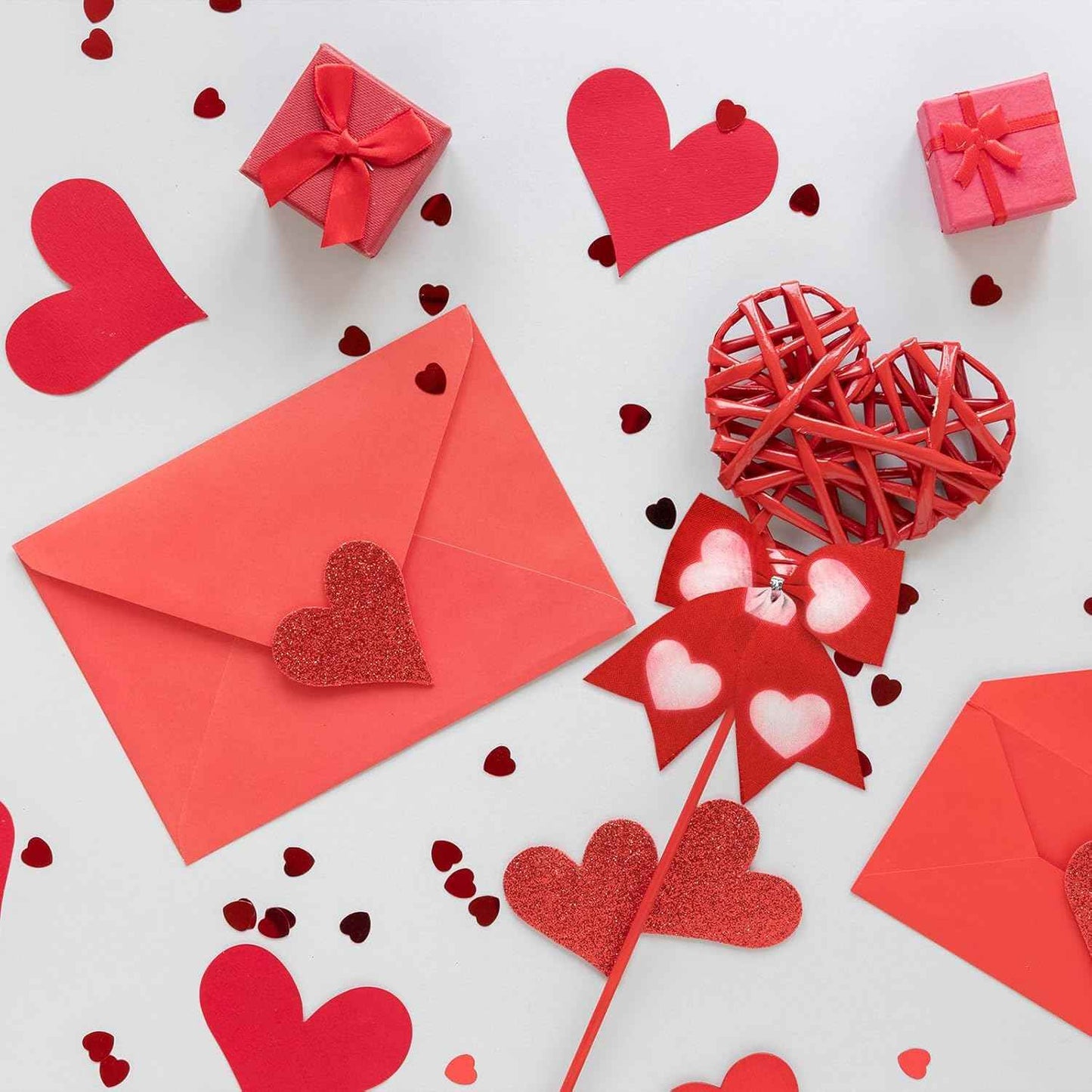 Valentine's Day Ribbon for Wreath Bow Wrapping Gifts, Plaid Red Hearts Patterned Ribbon 2.5" X 10 Yard Wired