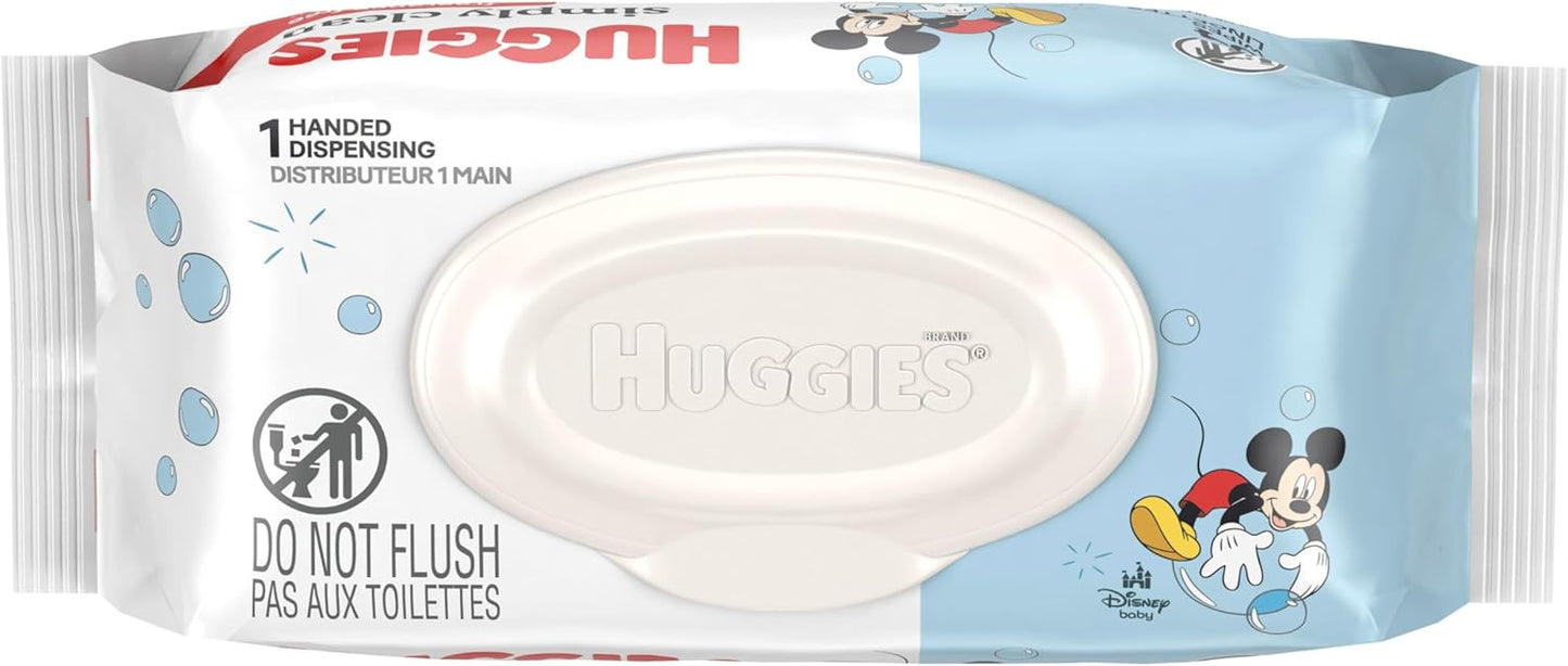 Huggies Simply Clean Unscented Baby Diaper Wipes, 11 Flip-Top Packs (704 Wipes Total), Packaging May Vary