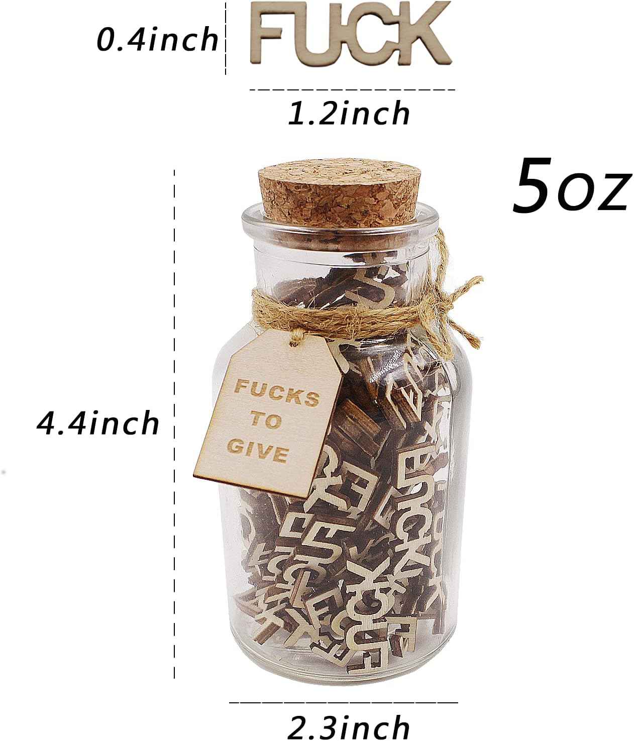 fuc k jar(5oz) Gift Jar,Fuc ks to Give,Fuc k Wooden Cutout Letter Piece Bad Mood Vent Spoof Birthday Day,Holiday, Thanksgiving Christmas Gifts to Friend,gag Funny Gift