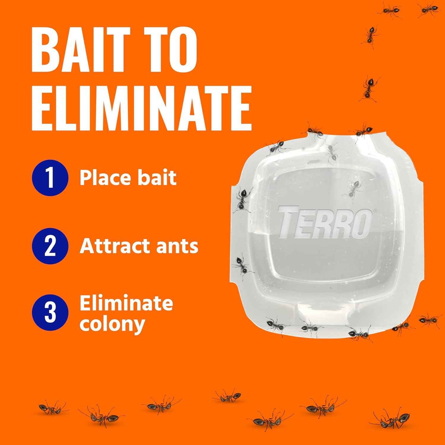 TERRO Indoor Liquid Ant Baits with Adhesive Strips for Discreet Baiting - TERRO Ant Trap and Bait Station - 8 Pack - T334SR