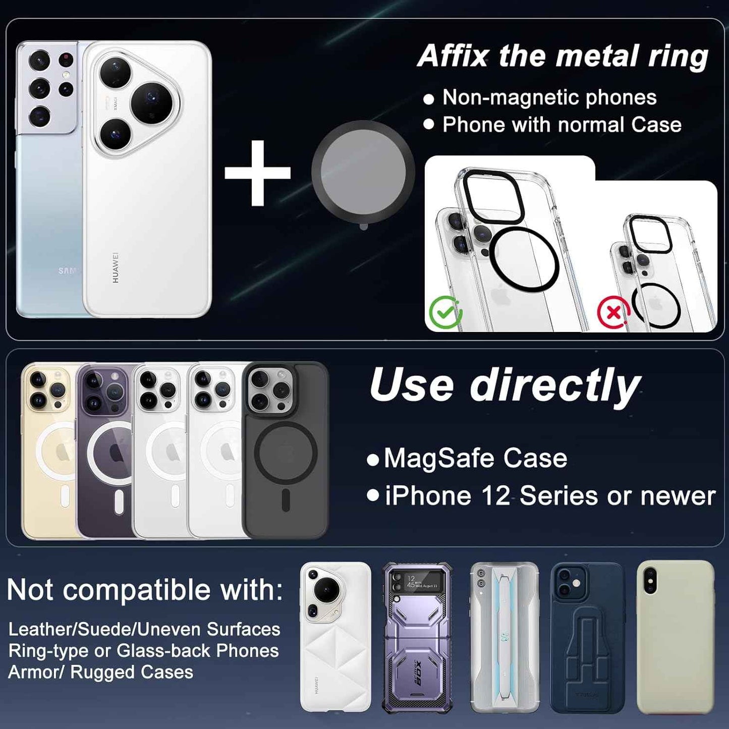 Magnetic Phone Charging Holder for Car - Upgraded 360° Vacuum Magnetic Phone Holder, Foldable Retractable Suction Cup Car Phone Mount for Magsafe for Your Car/Gym/Mirror Mount for iPhone & Android