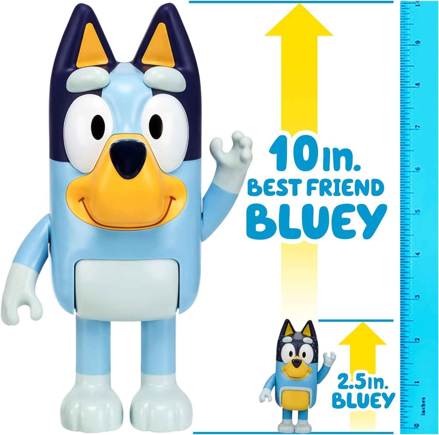 Best Friend Bluey | Articulated 10 Inch Tall Figure of Bluey | with Moving Arms and Body