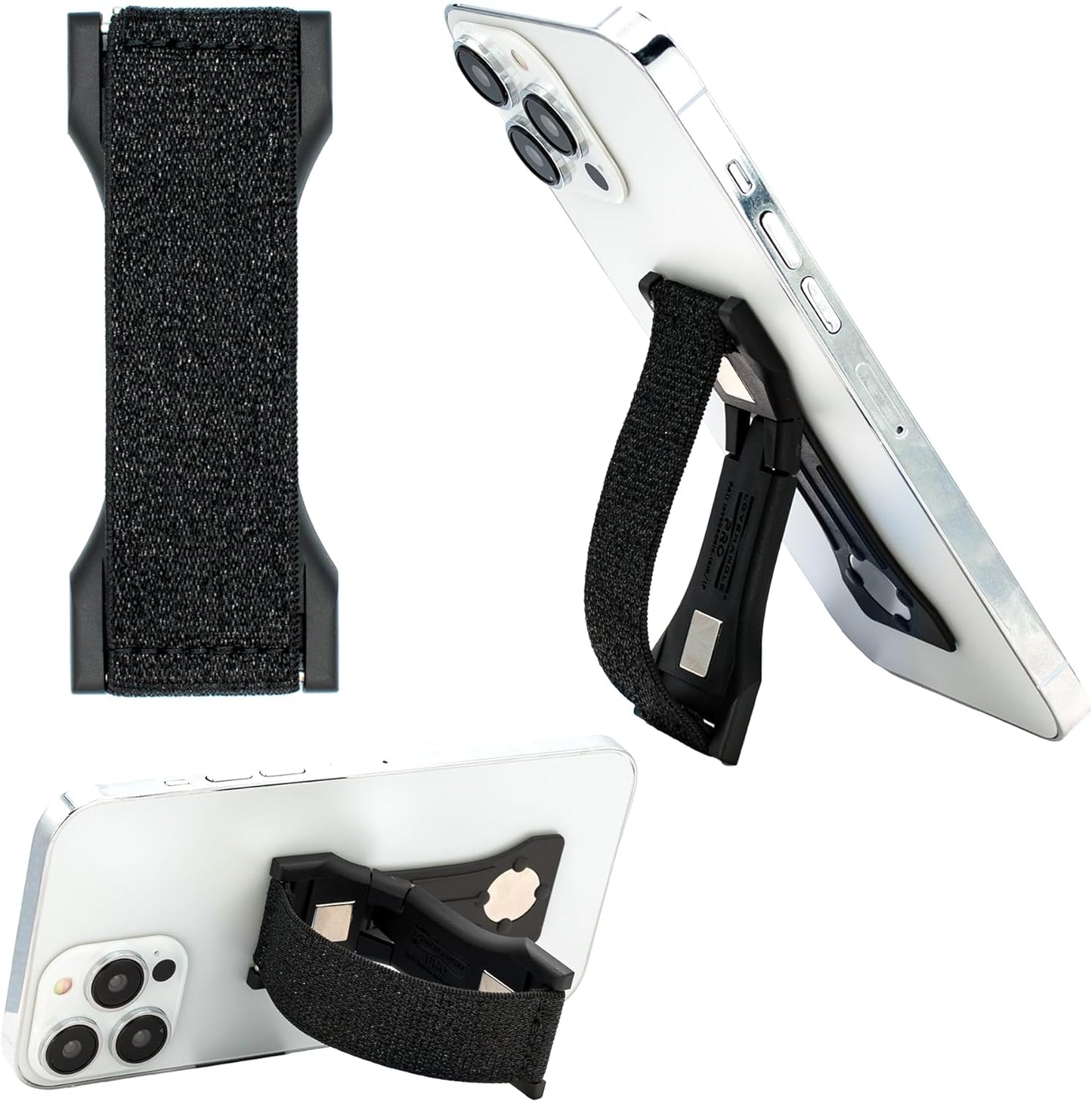 LOVEHANDLE PRO Premium Phone Grip - Silicone Phone Strap - Magnetic Phone Mount and Kickstand for Smartphone and Tablet - Natural Glow Silicone