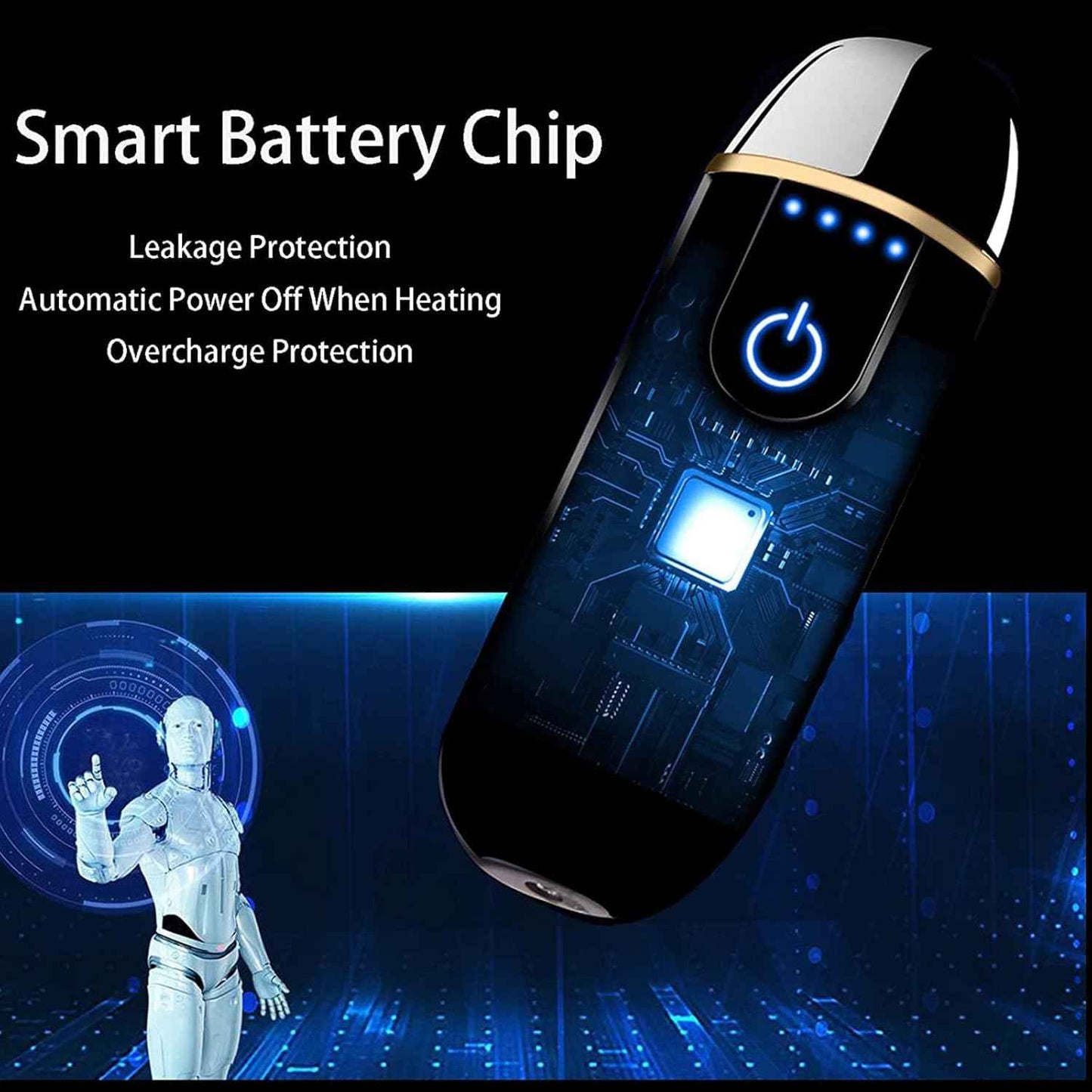 Dragon Smart USB Rechargeable Mini Electric Lighter - Touch Ignition, Windproof, Flameless Plasma Lighter with Battery Indicator