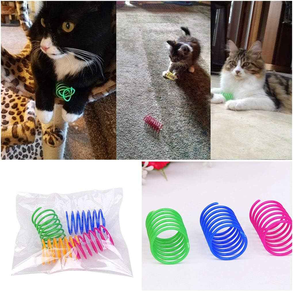 Andiker Interactive Cat Spiral Creative Spring Toy to Kill Time and Keep Fit, Sturdy and Heavy Plastic for Swatting, Biting, Hunting Kitten Toys, Colorful, 12 pcs
