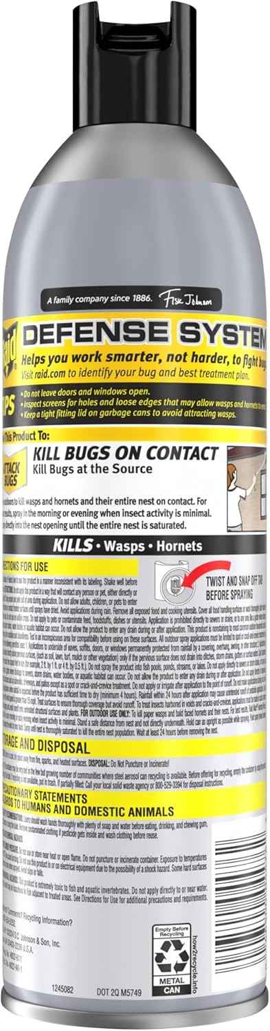 Raid Max Foaming Wasp & Hornet Killer, Fast Coverage Foam, Bug Killer Kills The Entire Nest, 16.5 oz