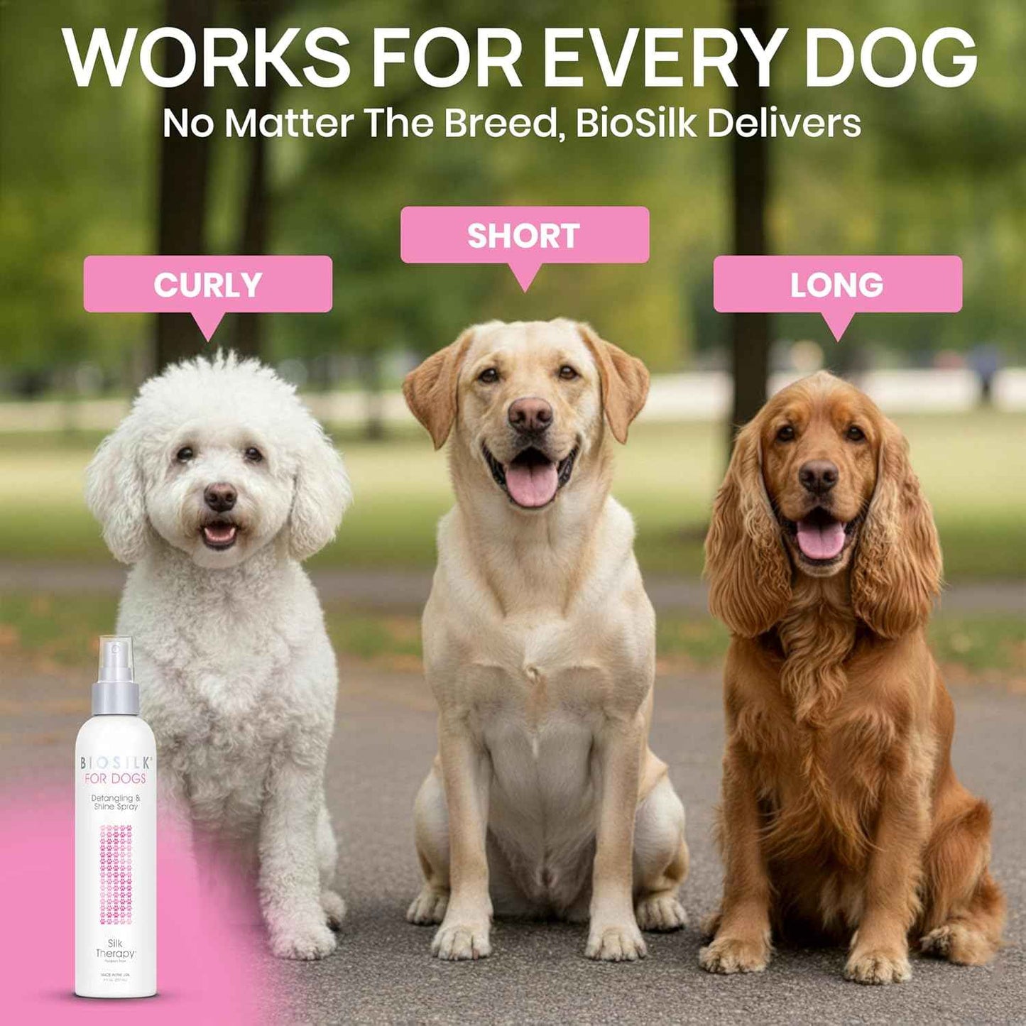 BioSilk Therapy Detangling Plus Shine Protecting Mist for Dogs | Best Detangling Spray For All Dogs and Puppies