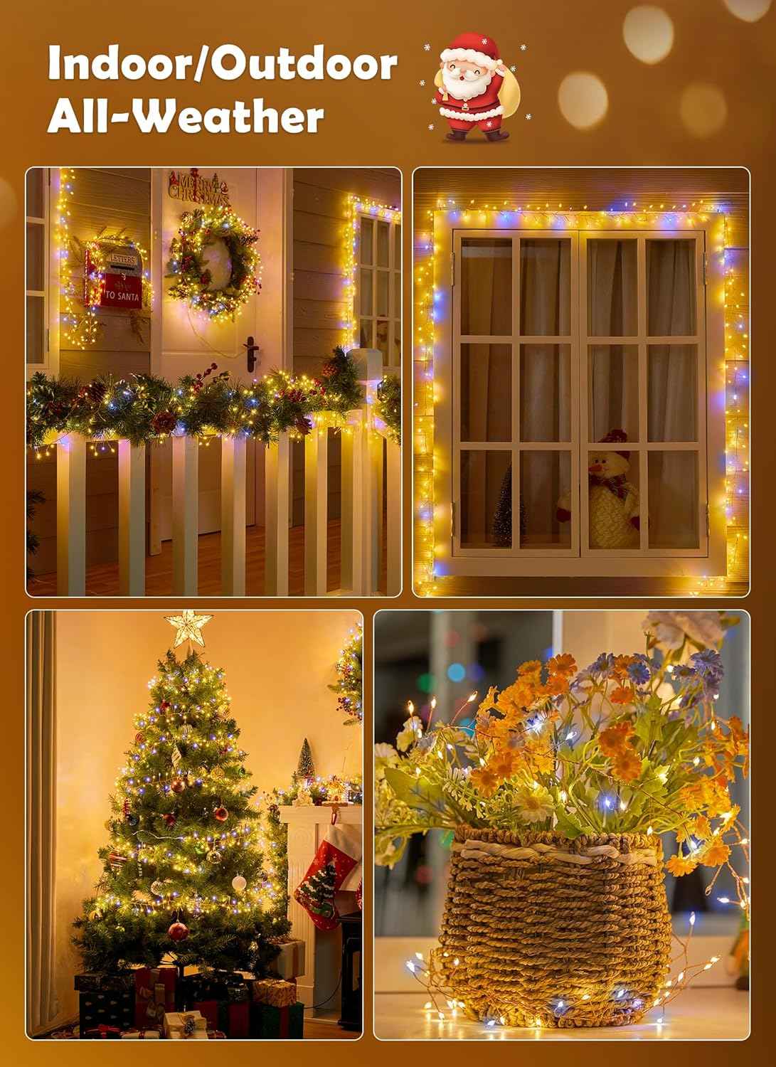 Fairy Lights Plug-In String Lights, 200 LED Twinkle Firecracker Lights, Waterproof Christmas Tree Lights for Indoor/Outdoor Bedroom, Patio, Garden Décor