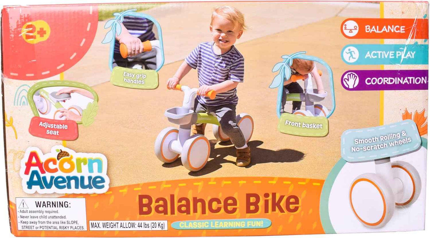 Baby Balance Bike for 1 Year Old Boys Girls 12-24 Month Toddler Balance Bike, Storage Basket, 4 Wheels and Adjustable Seat, Toddler First Bike, First Birthday Gifts