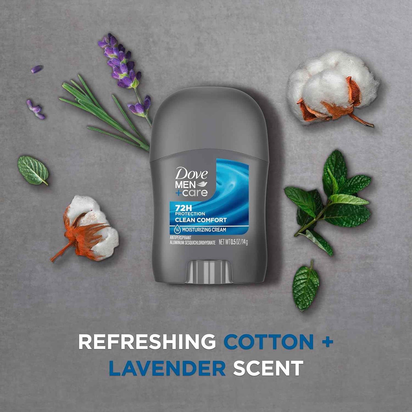 DOVE MEN + CARE Antiperspirant Deodorant Stick Clean Comfort 72-Hour Sweat & Odor Protection Antiperspirant for Men With 1/4 Moisturizing Cream 0.5 oz