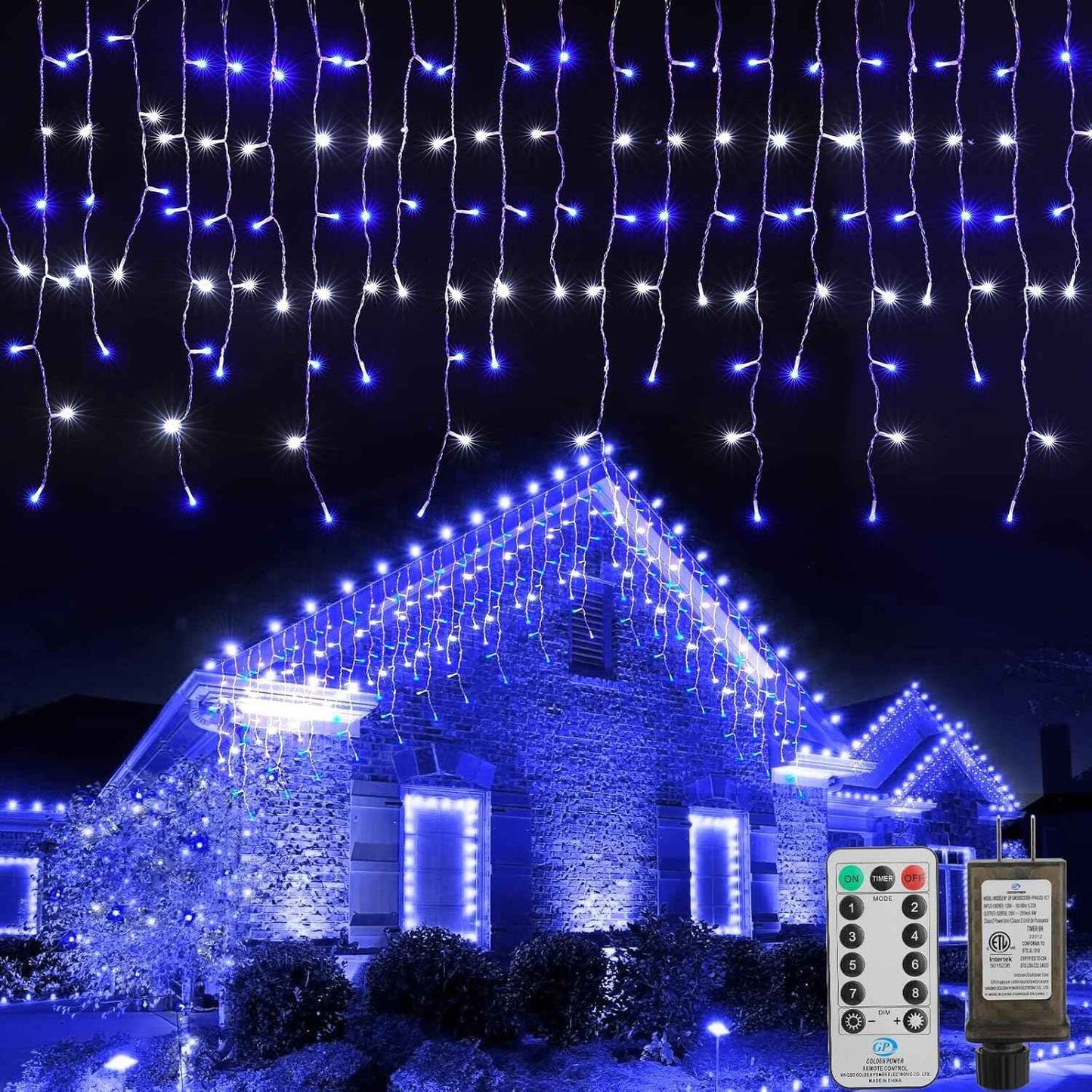 Brightown 40FT Warm White Icicle Christmas Lights, 432 LED Outdoor Waterproof String Lights with 81 Drops, 8 Modes, Timer, Connectable, Remote Included