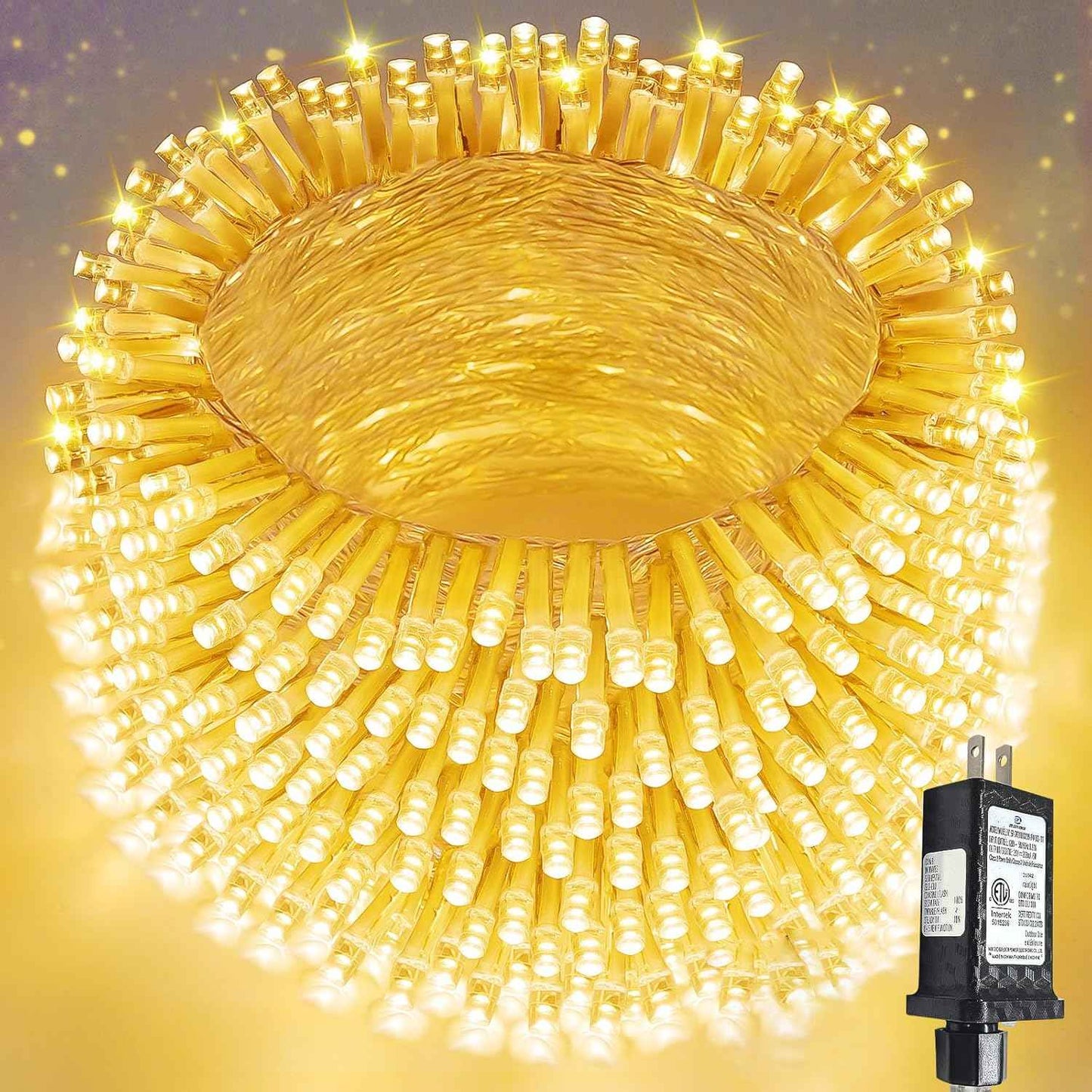 Connectable 200 LED Christmas String Lights, 66FT Warm White Indoor/Outdoor Waterproof Fairy Lights with Timer, 13 Lighting Modes, Clear Wire Plug-In Décor