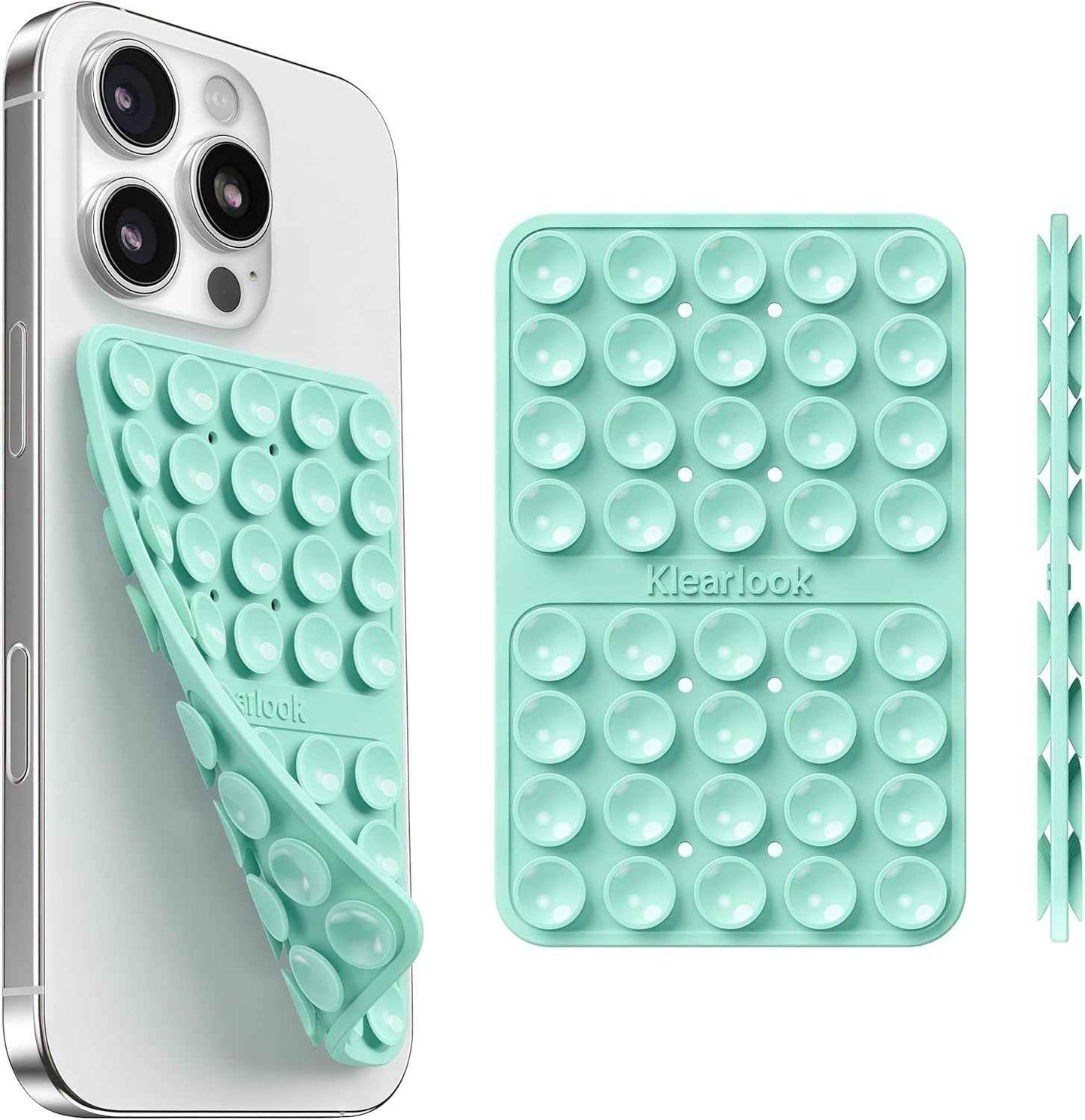 Klearlook Silicone Double-Sided Suction Cup Phone Case Detachable Mount, Sticky Phone Grip with Higher Suction Power for iPhone, Hands-Free Phone Accessories Holder for Selfies and Videos, Light Pink