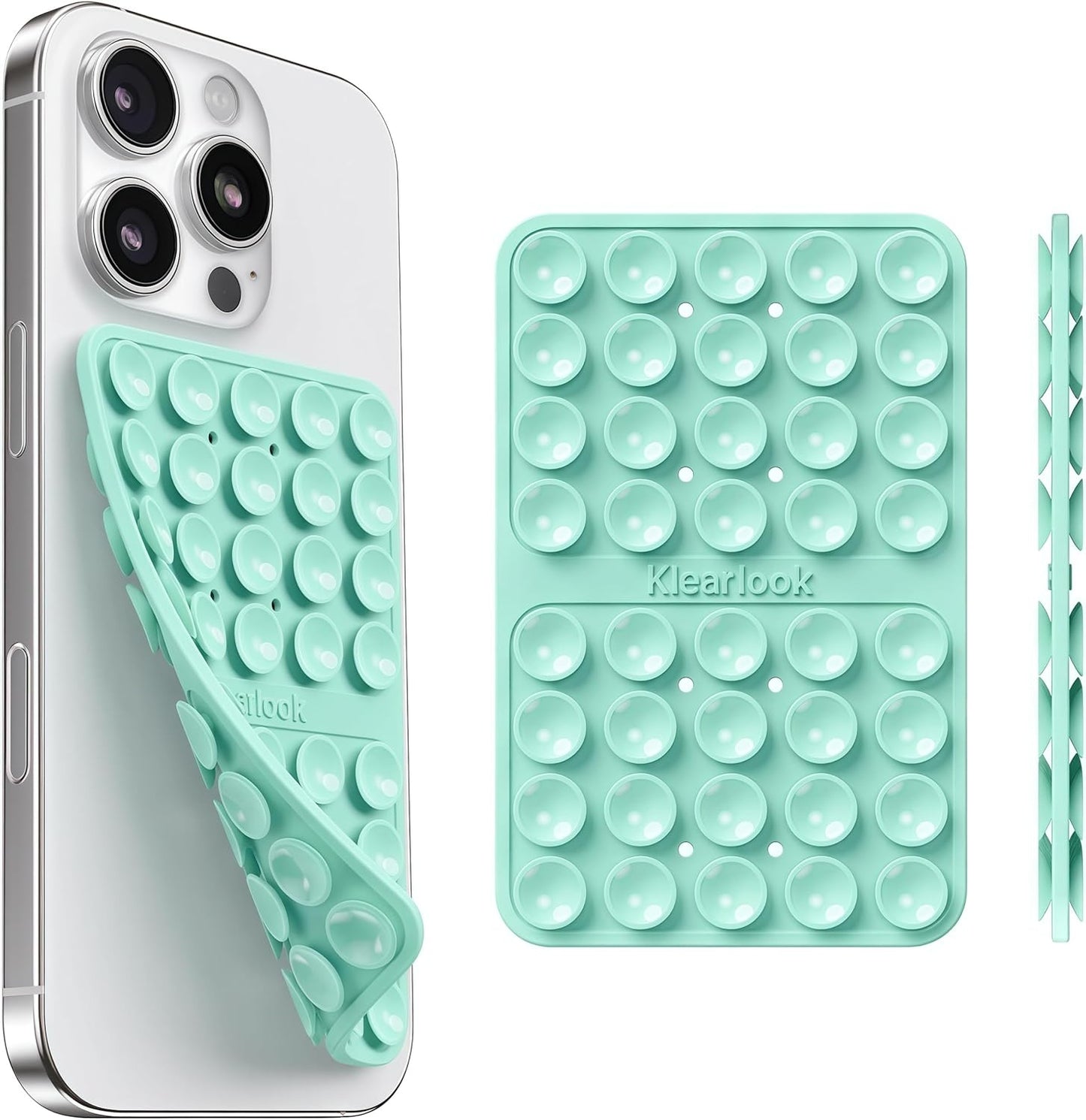 Klearlook Silicone Double-Sided Suction Cup Phone Case Detachable Mount, Sticky Phone Grip with Higher Suction Power for iPhone, Hands-Free Phone Accessories Holder for Selfies and Videos, Light Pink