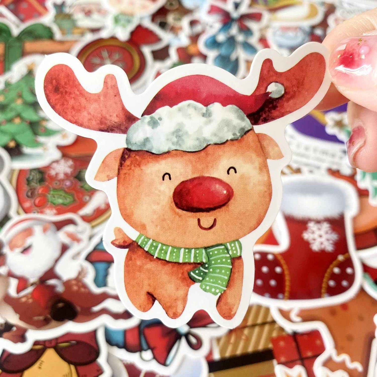 AOWDIAO 200 Pcs Cute Christmas Vinyl Stickers for Water Bottles, Scrapbooking & Crafts – Fun Holiday Party Favors, Xmas Gifts for Kids & Adults