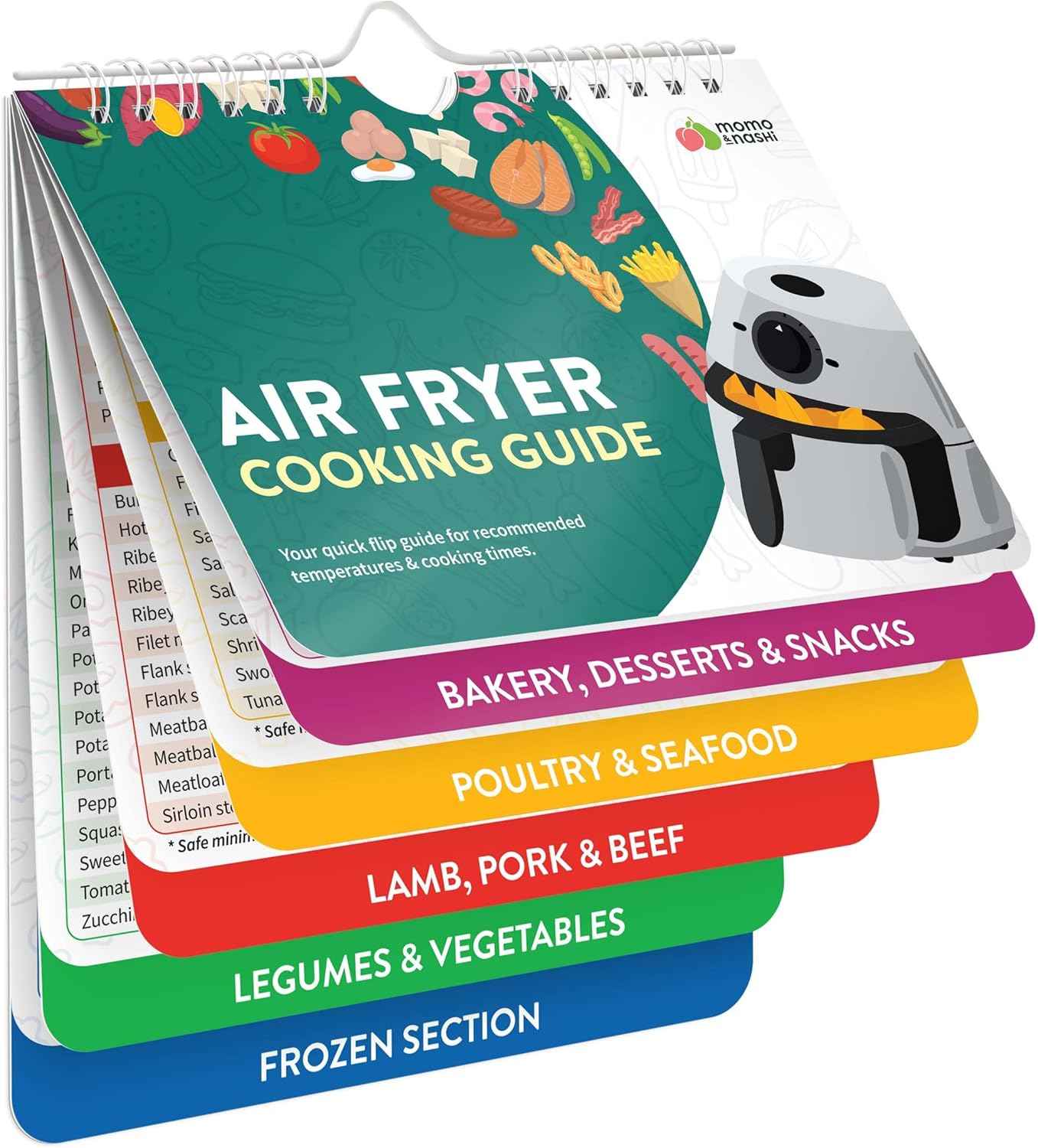 Air Fryer Cheat Sheet Magnets Cooking Guide Booklet - Air Fryer Magnetic Cheat Sheet Set Cooking Times Chart - Cookbooks Instant Air Fryer Accessories Oven Cooking Pot Temp Guide Kitchen Conversion