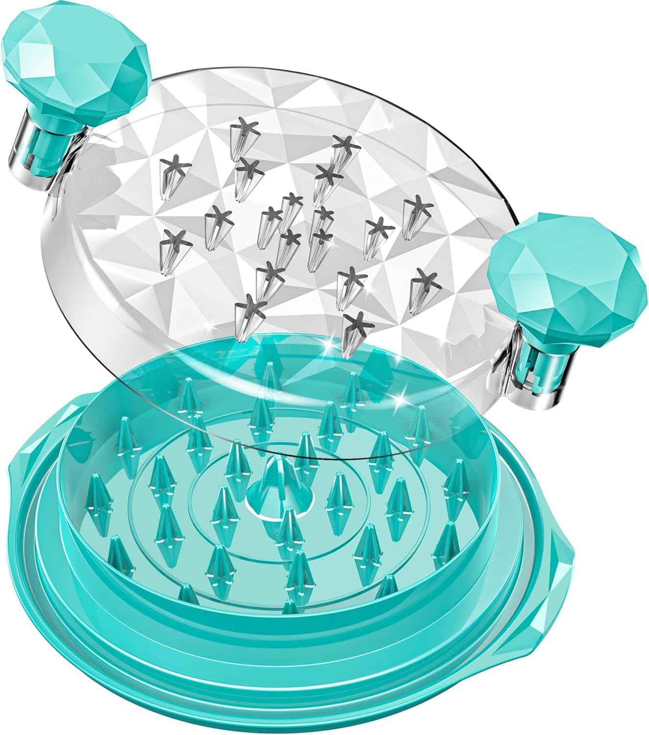 Chicken Shredder with Brush Chicken Shredder Tool Twist Stable Anti-Slip BPA Free Meat Shredder Tool Twist Ergonomic Handle Meat Grinder Dishwasher-safe Transparent Lid Black