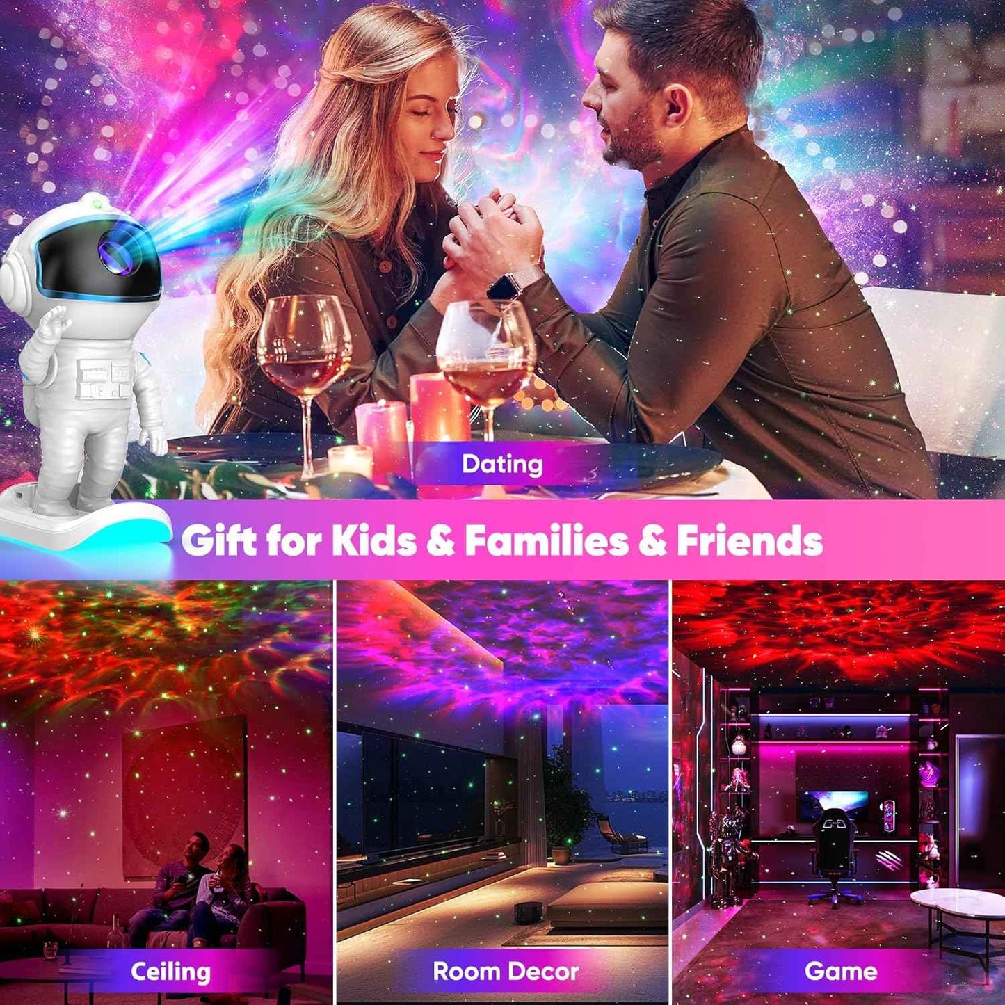 Galaxy Projector, Star Projector Night Light with Timer and Remote for Bedroom, Kids Room Decor, Adjustable Head Angle Nebula Ceiling Lamp, Gifts for Adults, Teens, Christmas, Birthday